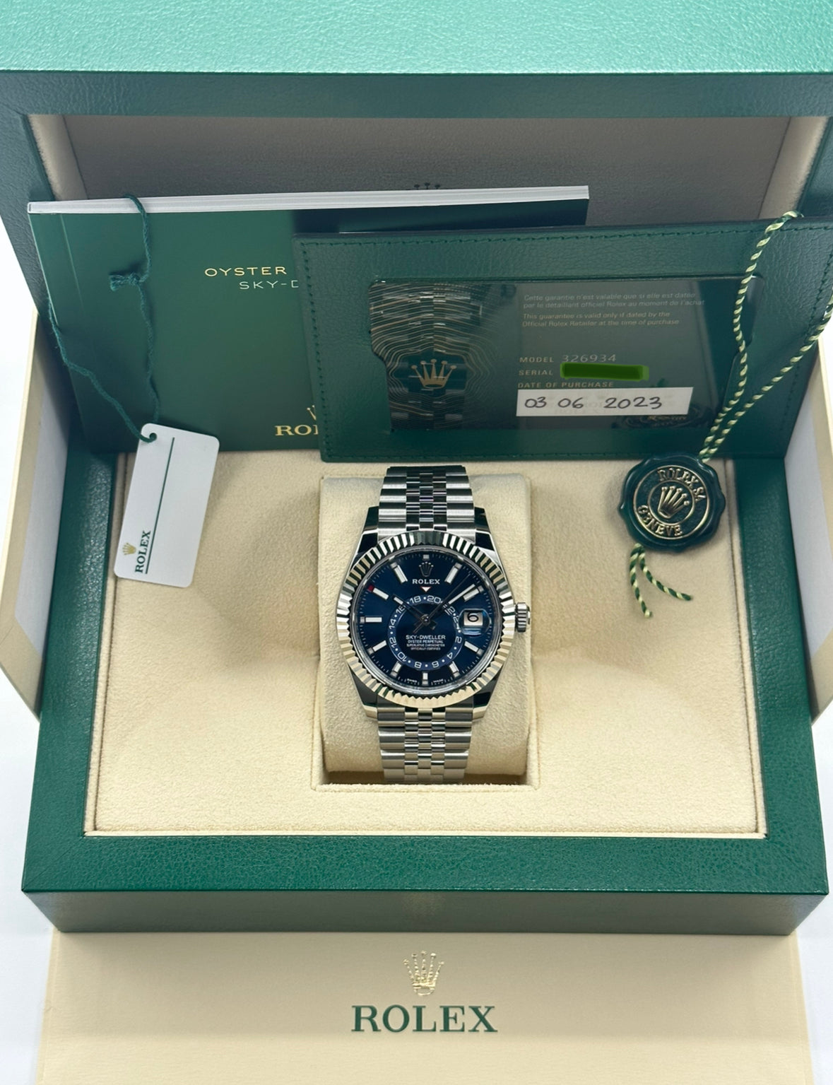 NEW Rolex 2023 Sky-Dweller 326934 Stainless Steel Jubilee Blue Dial - MyWatchLLC