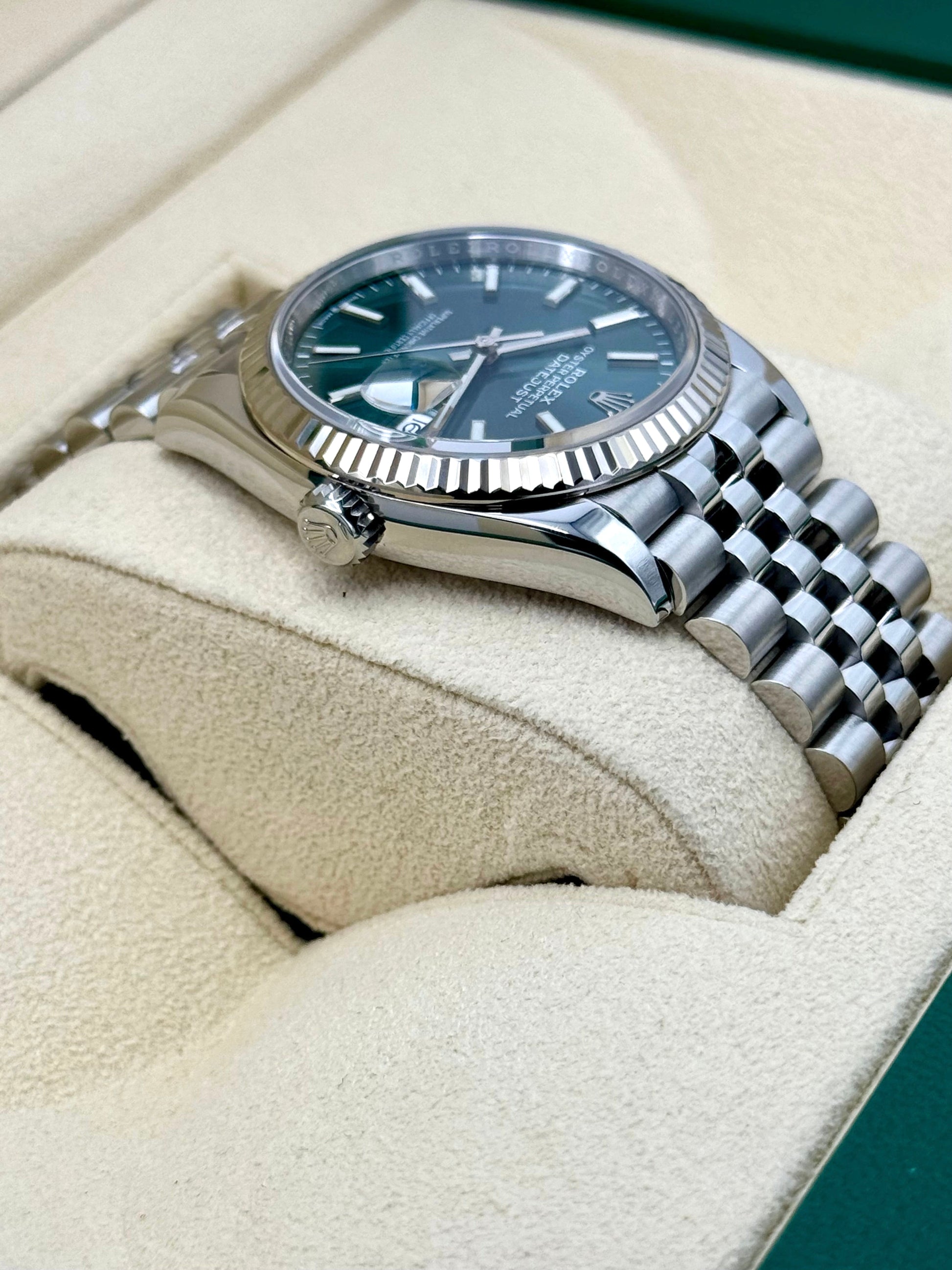 NEW 2024 Rolex Datejust 36mm 126234 Stainless Steel Jubilee Green Dial - MyWatchLLC