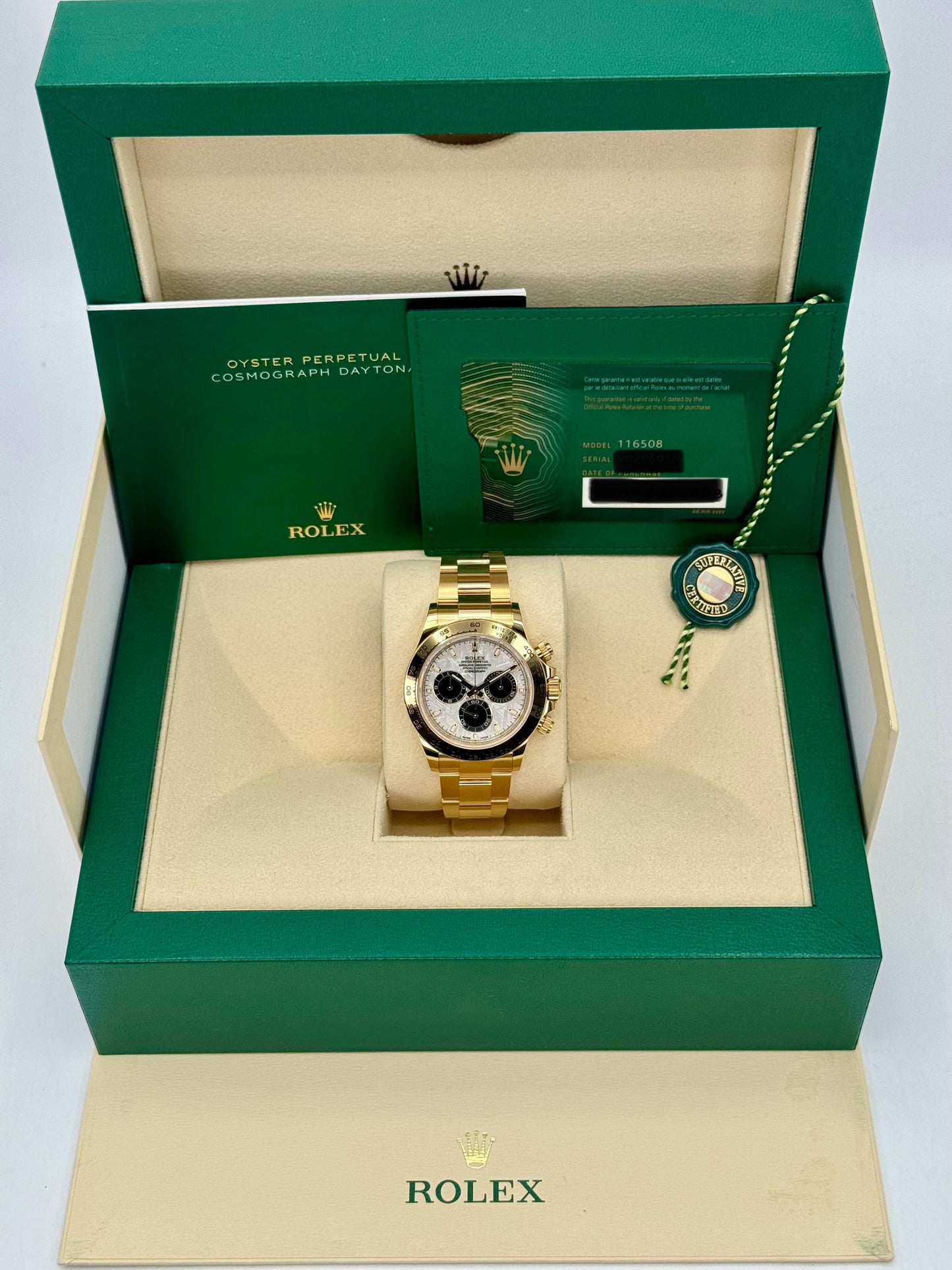 NEW 2023 Rolex Daytona 40mm 116508 Yellow Gold Meteorite Dial