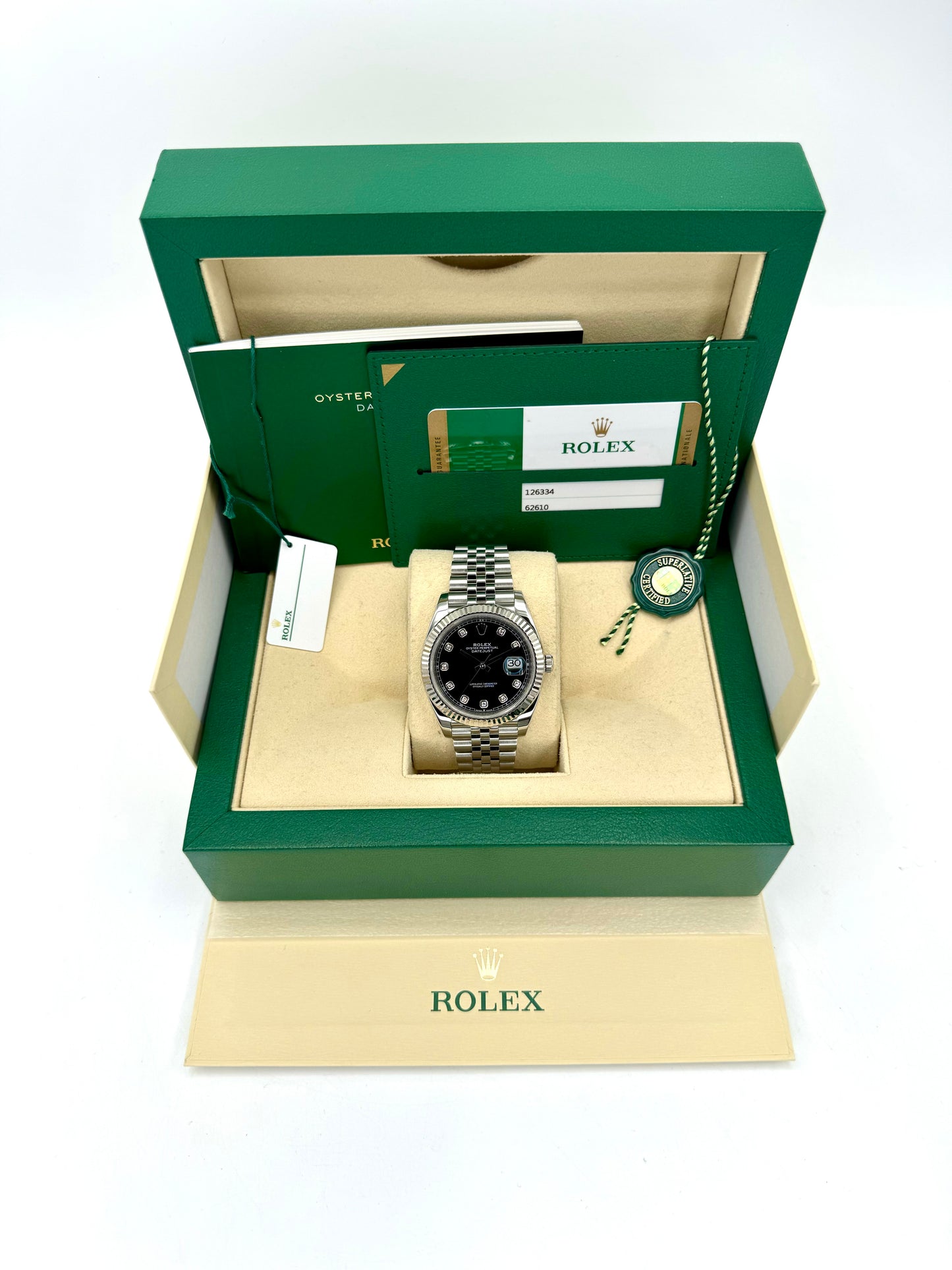 2020 Rolex Datejust 41mm 126334 Stainless Steel Jubilee Black Diamond Dial - MyWatchLLC