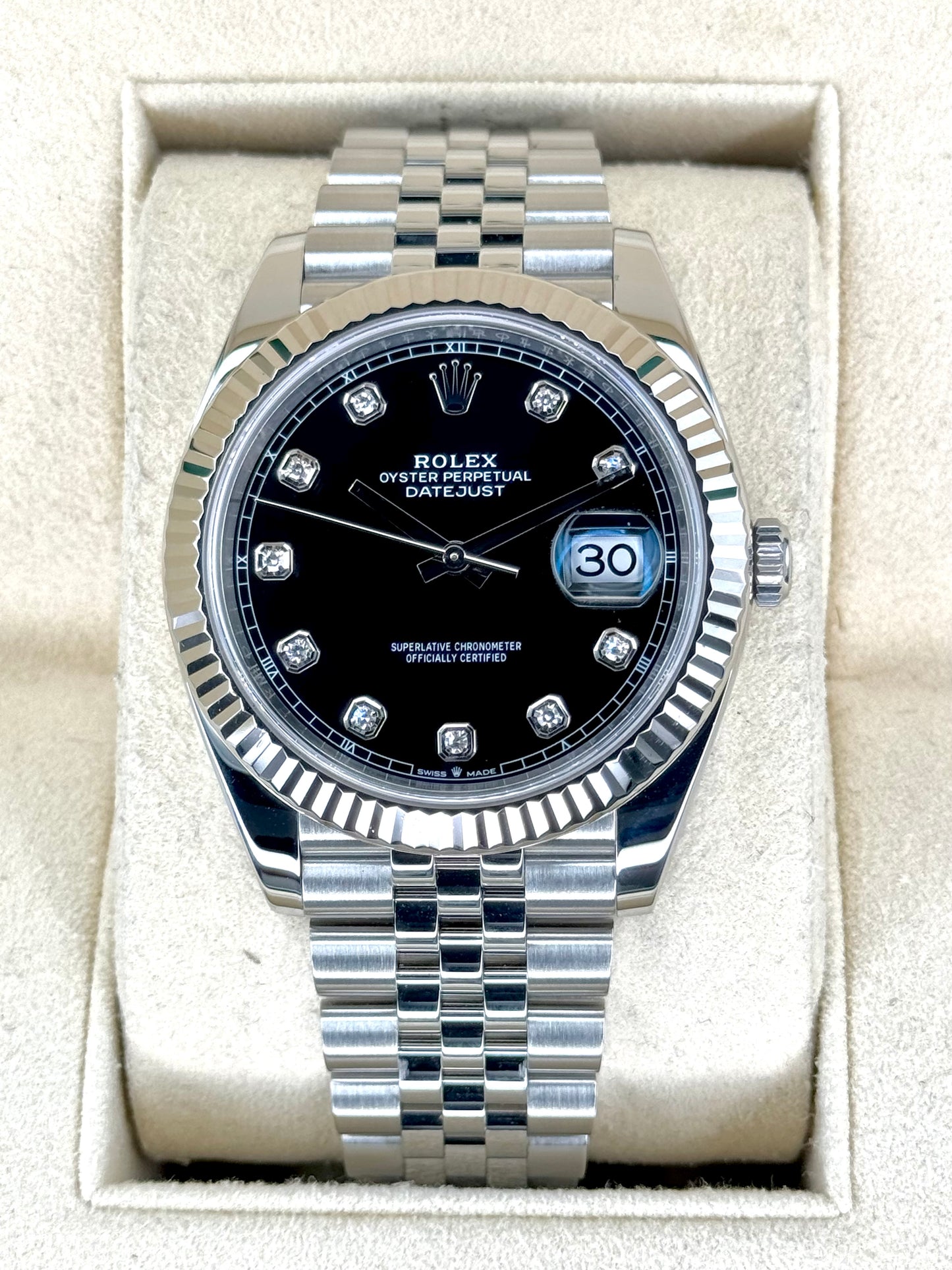 2020 Rolex Datejust 41mm 126334 Stainless Steel Jubilee Black Diamond Dial - MyWatchLLC