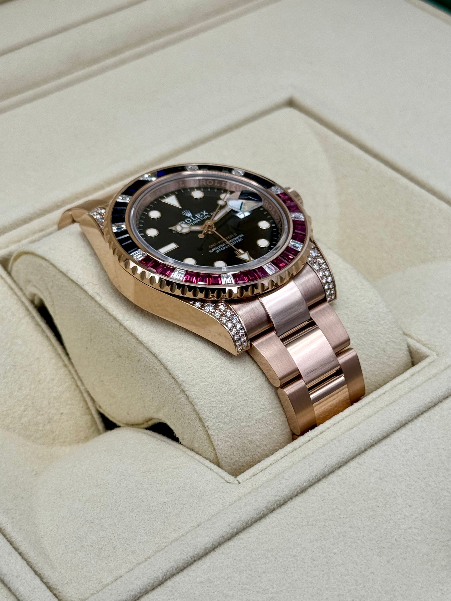 2021 Rolex GMT-Master II 40mm 126755SARU Rose Gold Sapphire and Ruby