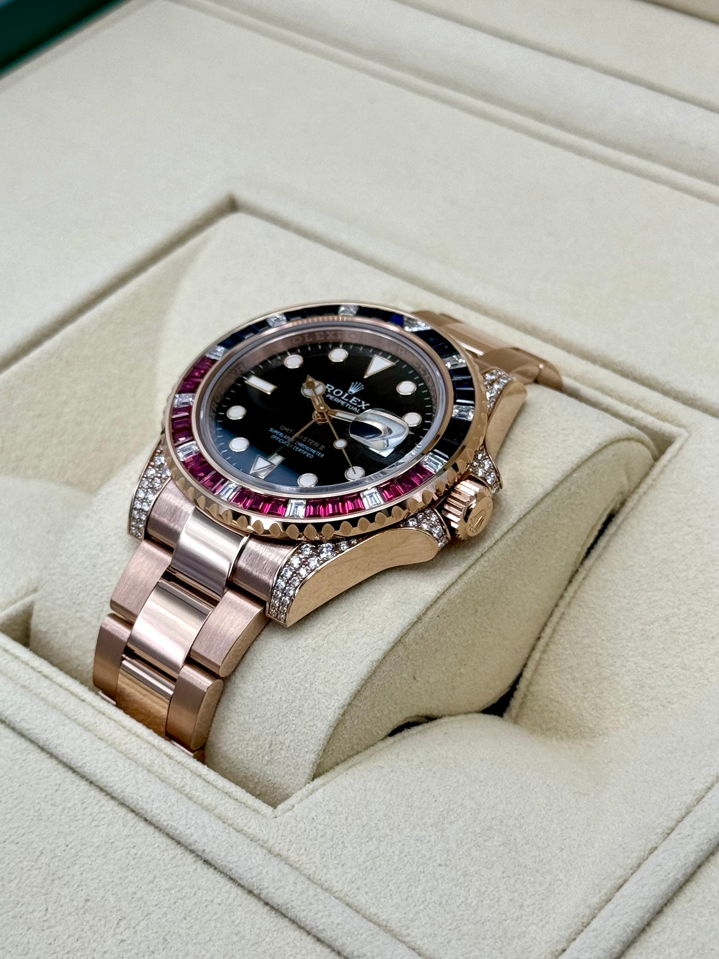 2021 Rolex GMT-Master II 40mm 126755SARU Rose Gold Sapphire and Ruby