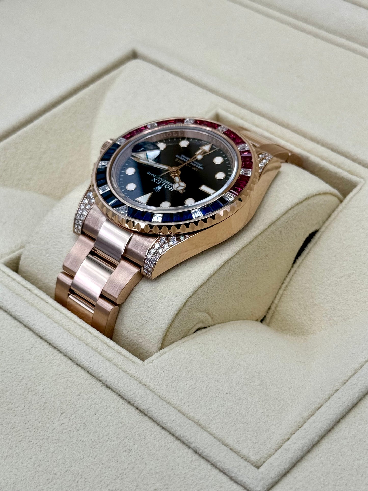 2021 Rolex GMT-Master II 40mm 126755SARU Rose Gold Sapphire and Ruby