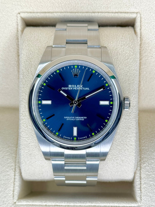 Rolex Oyster Perpetual 39mm 114300 Blue Stick Dial - MyWatchLLC