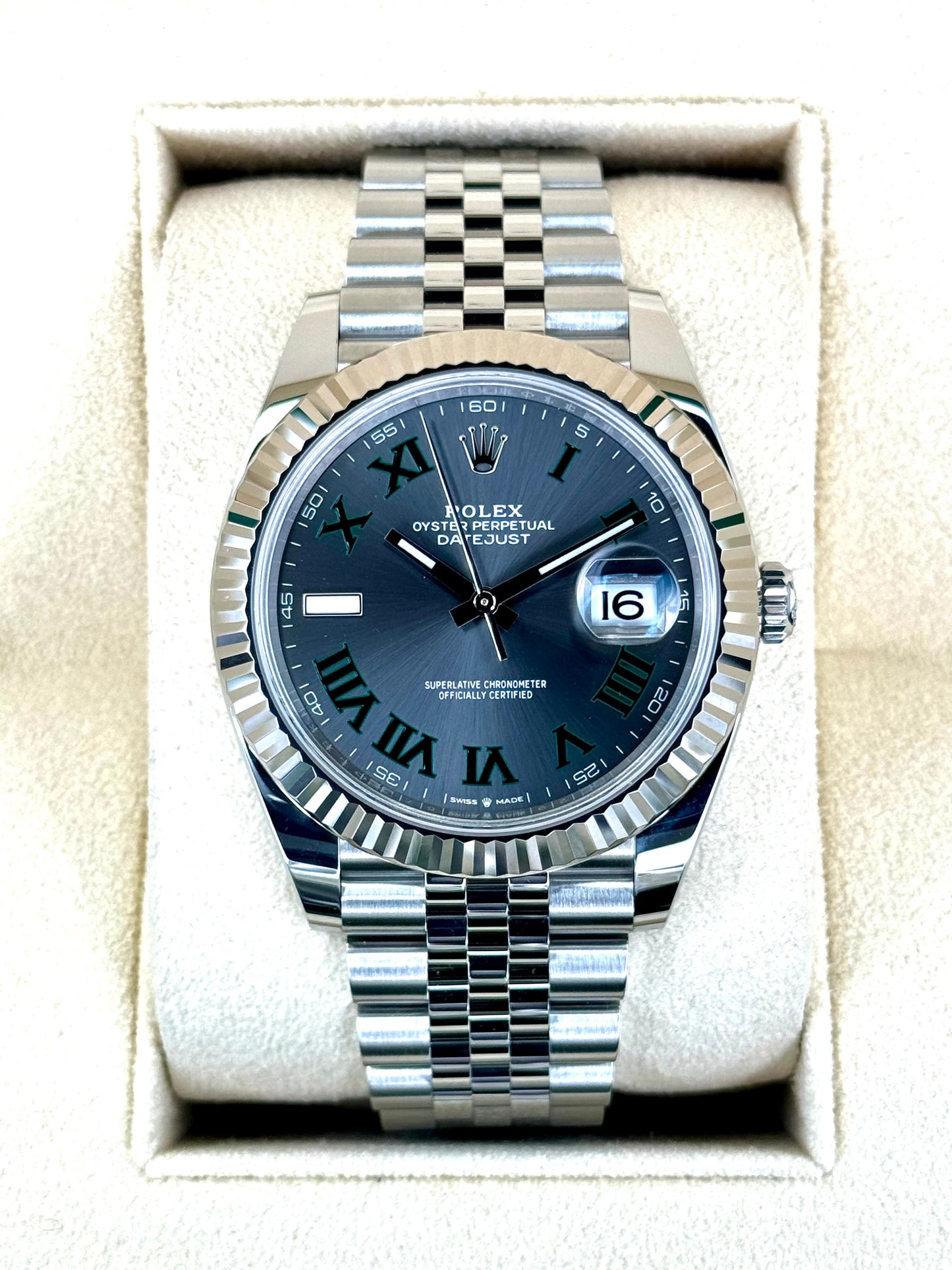 NEW 2023 Rolex Datejust 41mm 126334 Stainless Steel Jubilee Wimbledon Dial - MyWatchLLC