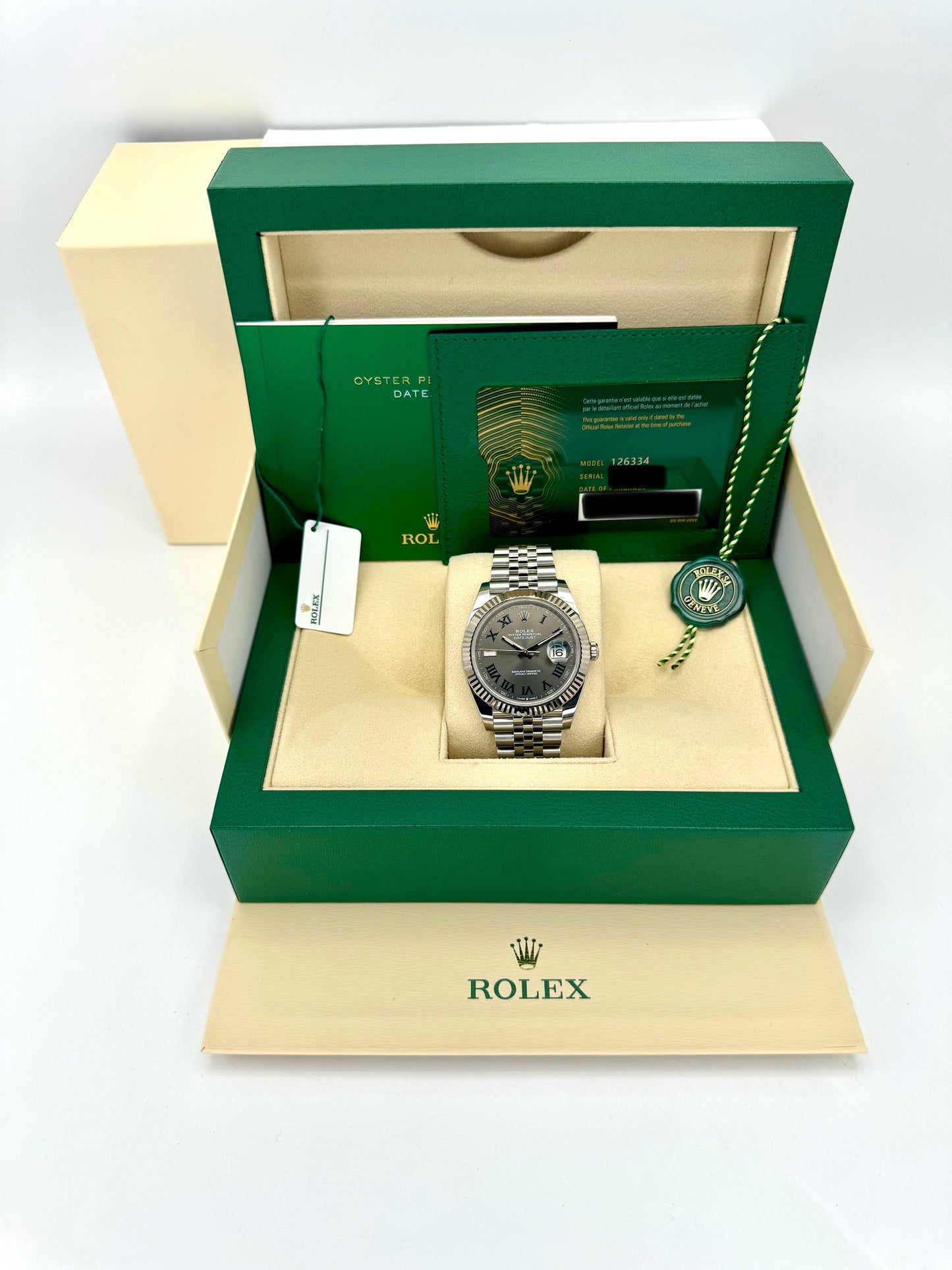 NEW 2023 Rolex Datejust 41mm 126334 Stainless Steel Jubilee Wimbledon Dial - MyWatchLLC