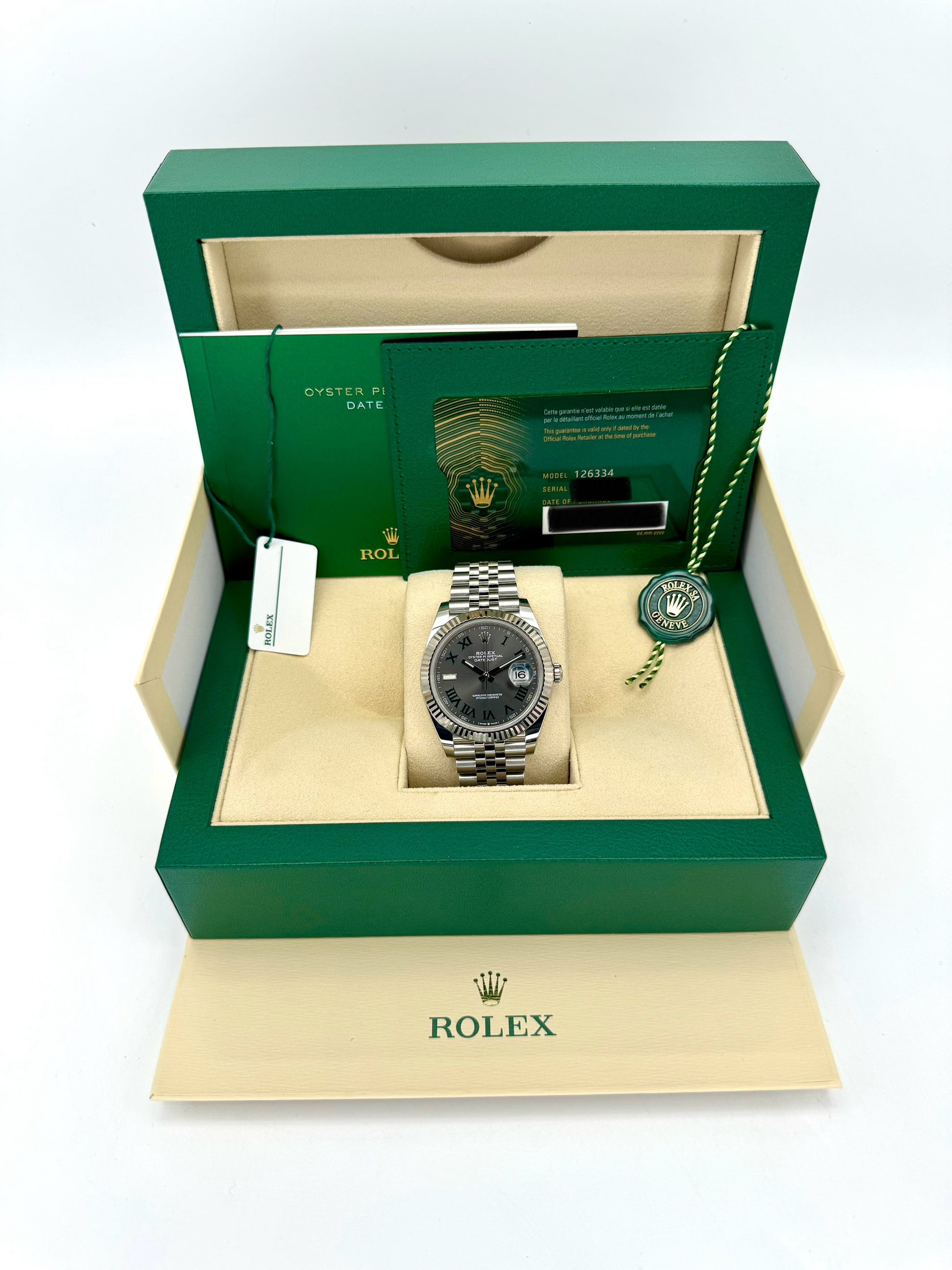 NEW 2023 Rolex Datejust 41mm 126334 Stainless Steel Jubilee Wimbledon Dial - MyWatchLLC