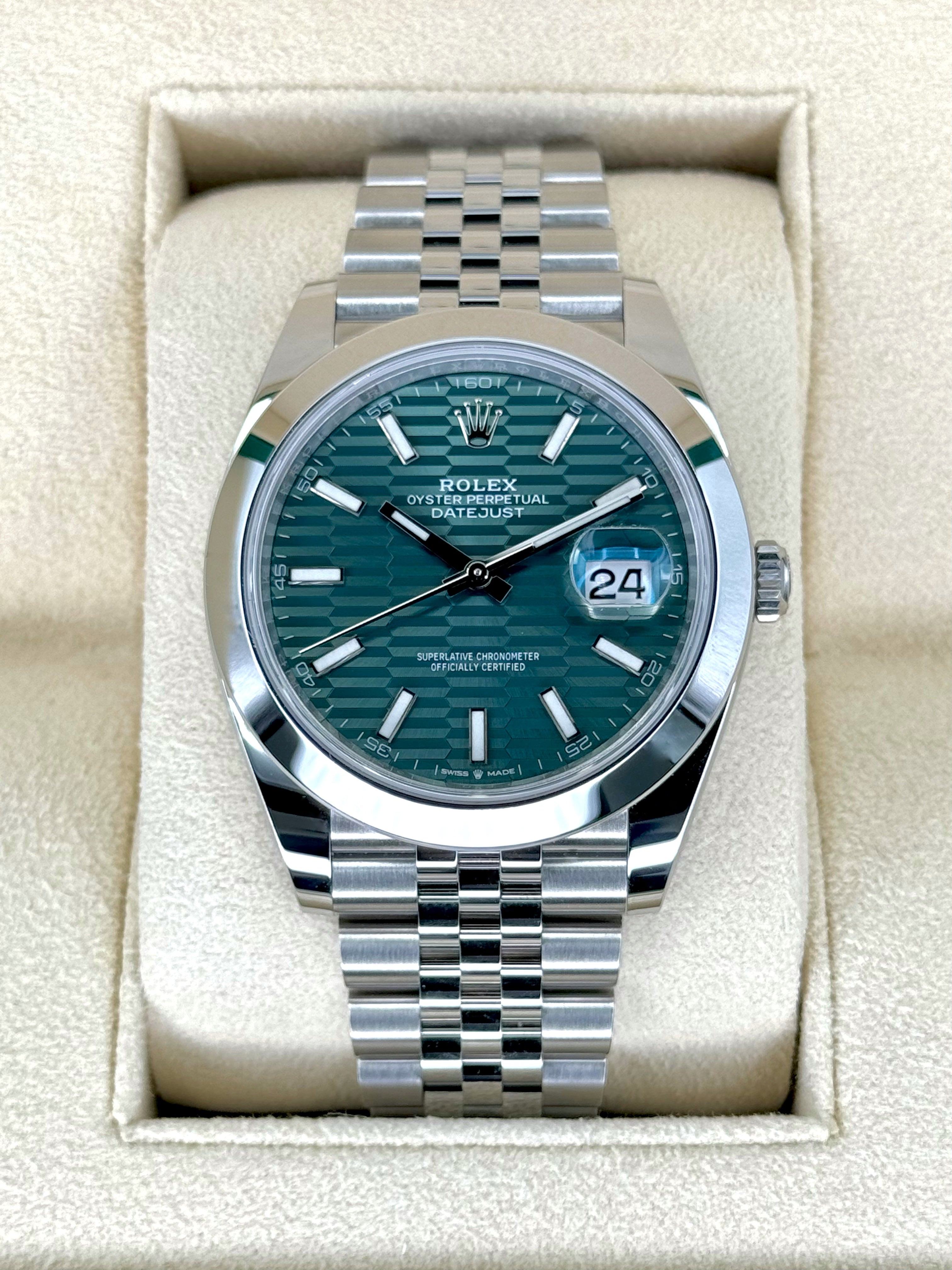 NEW 2024 Rolex Datejust 41mm 126300 Jubilee Green Motif Dial MyWatchLLC