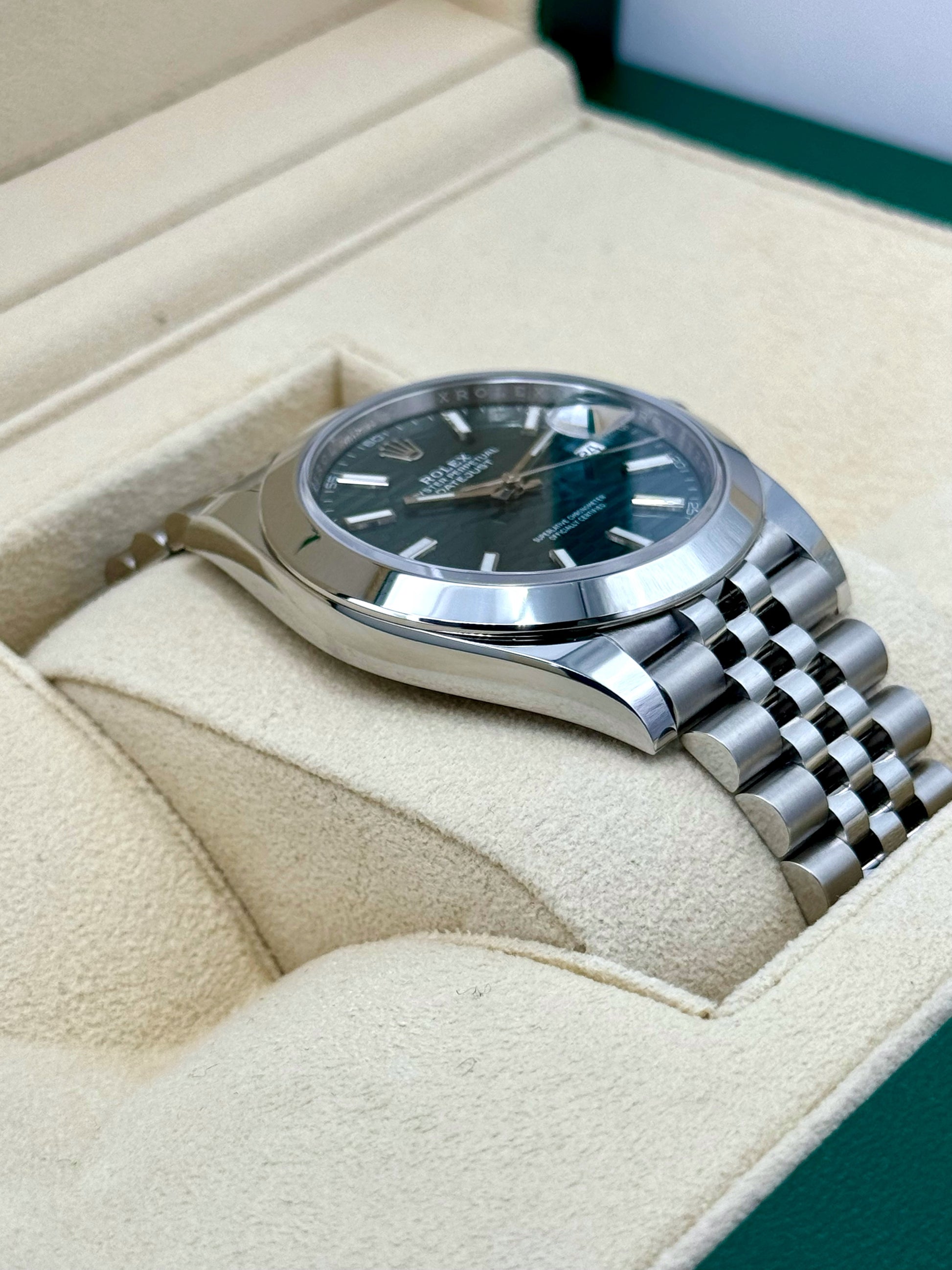 NEW 2024 Rolex Datejust 41mm 126300 Jubilee Green Motif Dial - MyWatchLLC