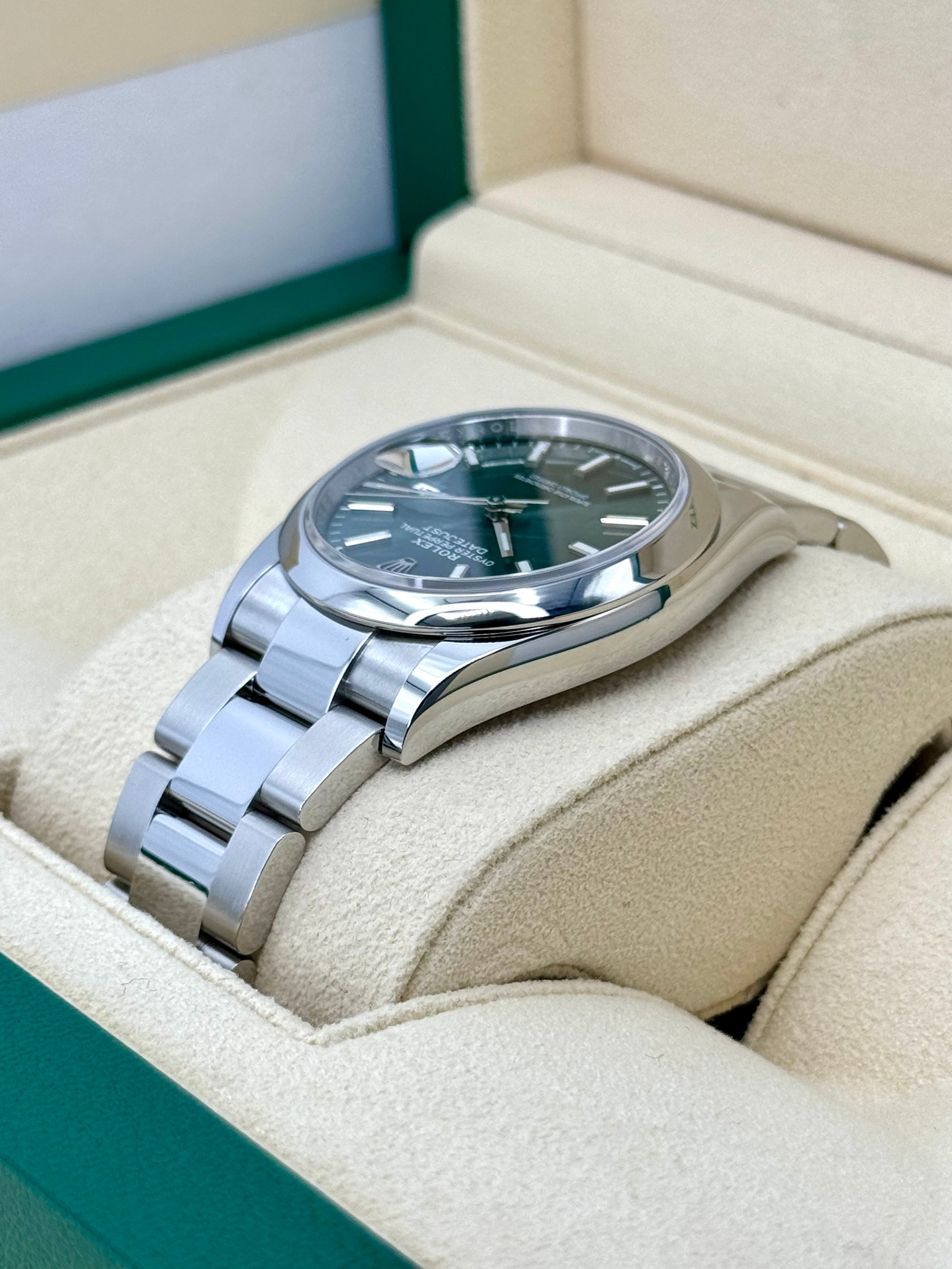NEW 2023 Rolex Datejust 36mm 126200 Steel Oyster Mint Green Dial - MyWatchLLC