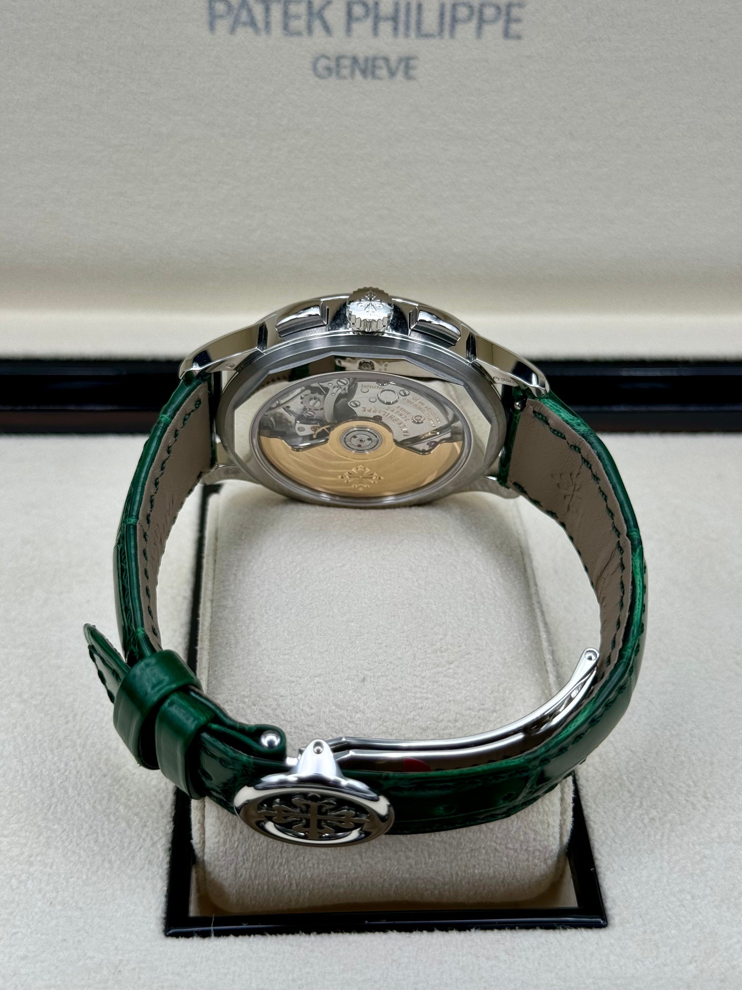 NEW 2023 Patek Philippe 5930P World Time Flyback Chronograph Platinum Green Dial