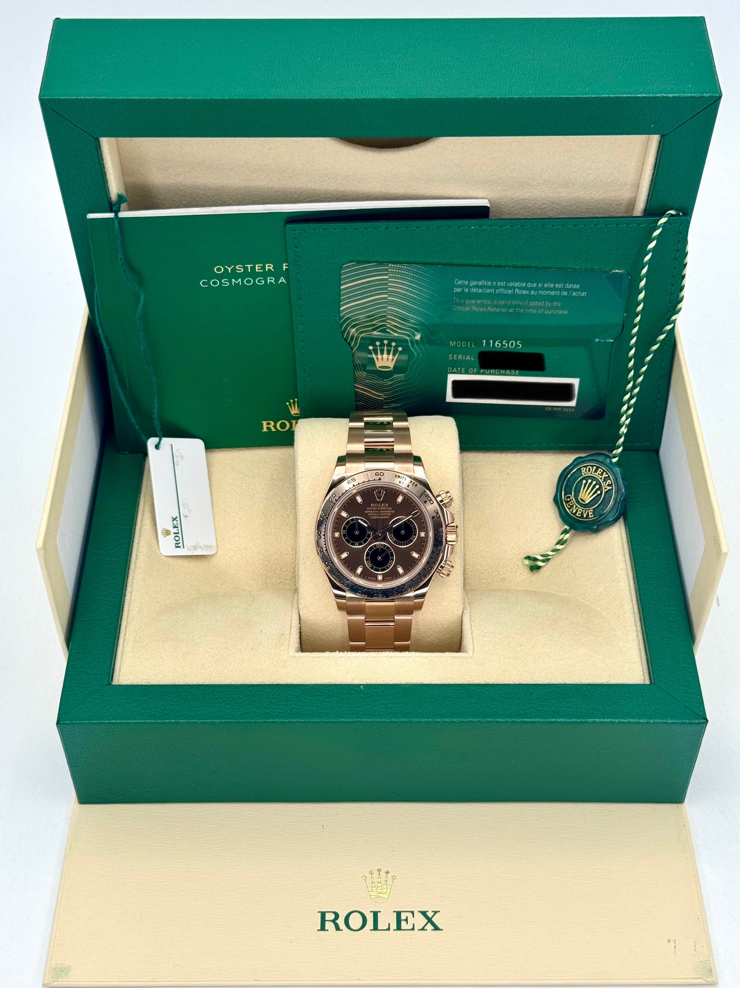 2022 Rolex Daytona 40mm 116505 Rose Gold Chocolate Dial