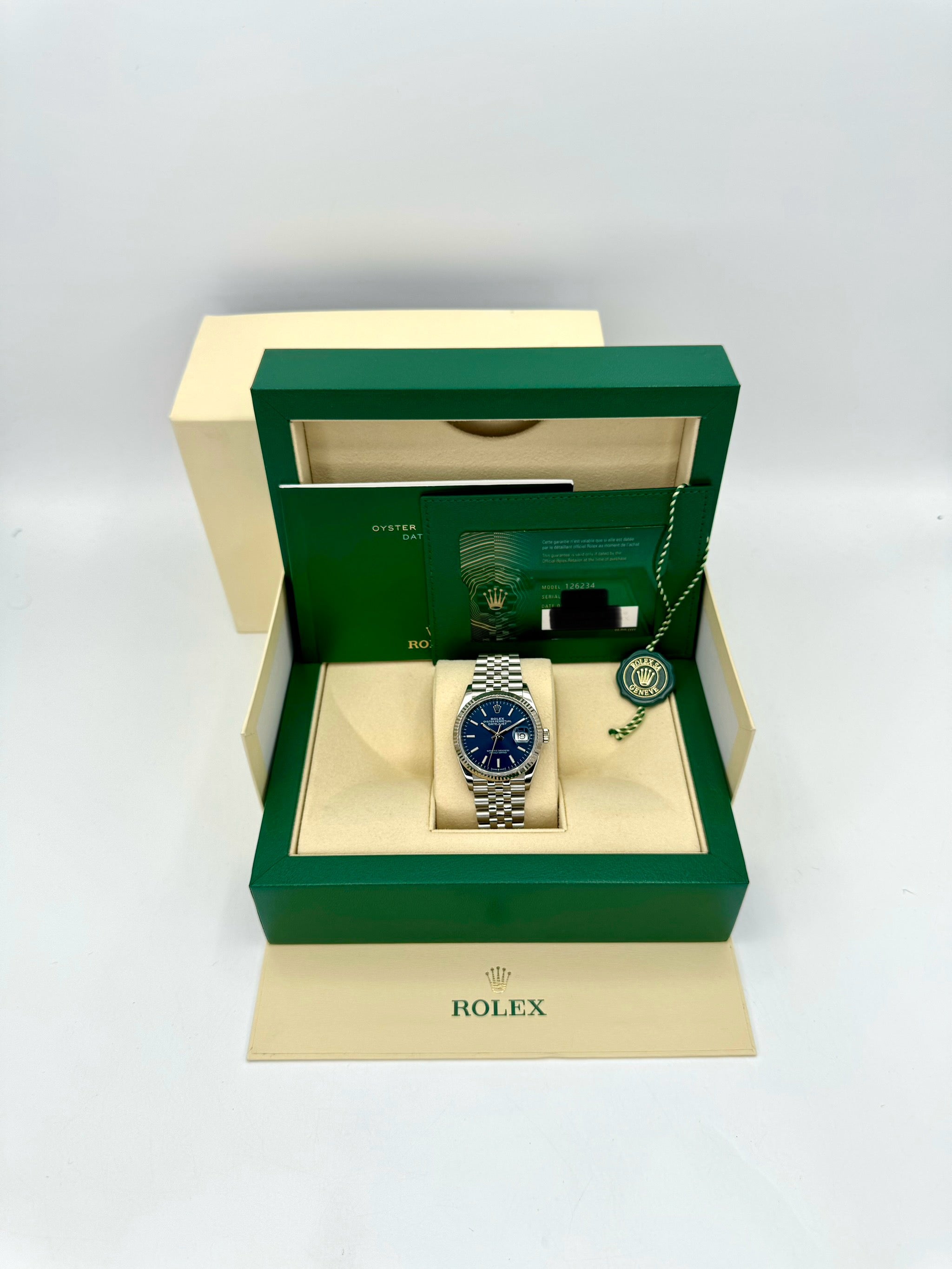 2020 Rolex Datejust 36mm 126234 Stainless Steel Jubilee Blue Dial