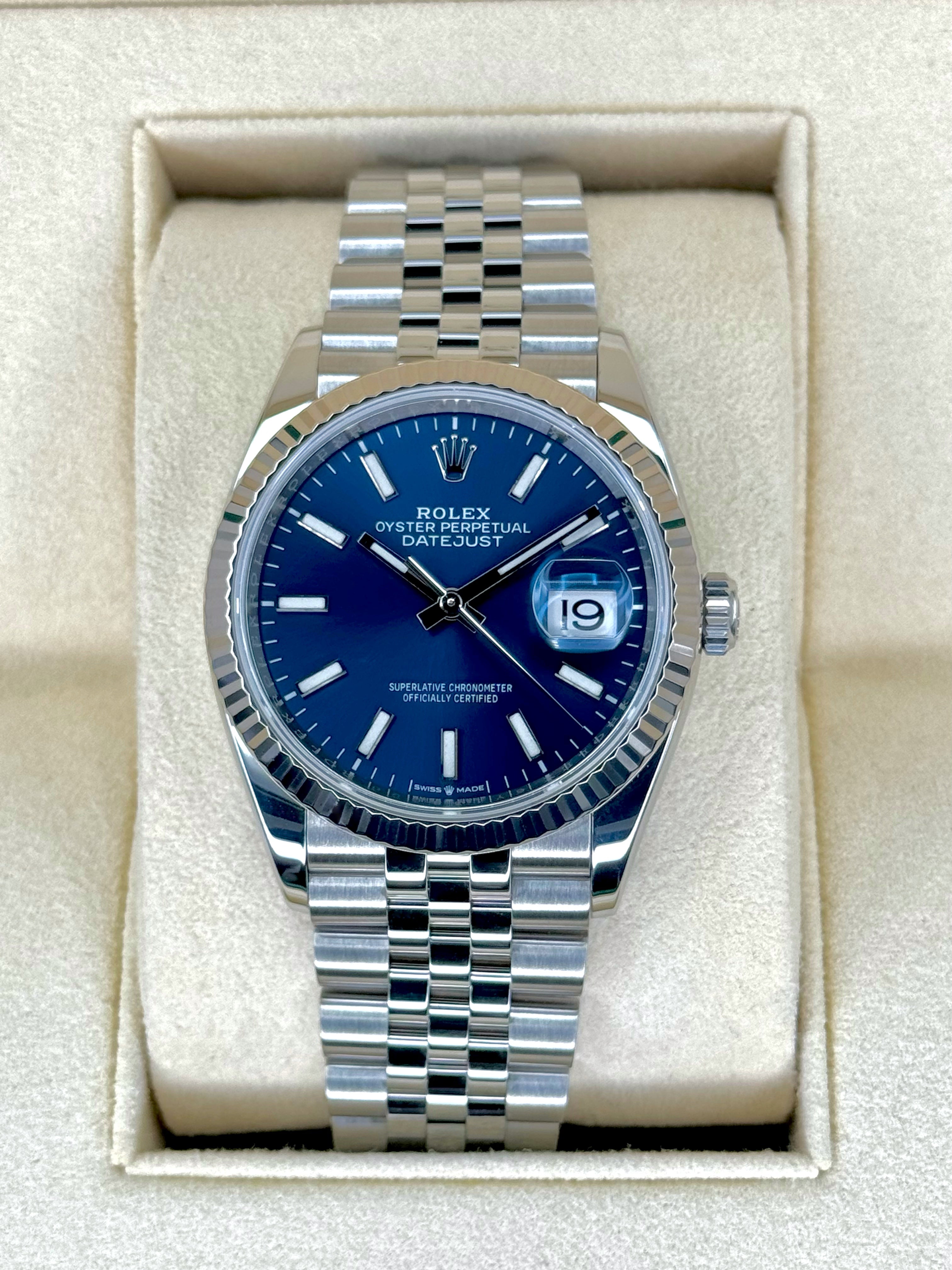 2020 Rolex Datejust 36mm 126234 Stainless Steel Jubilee Blue Dial