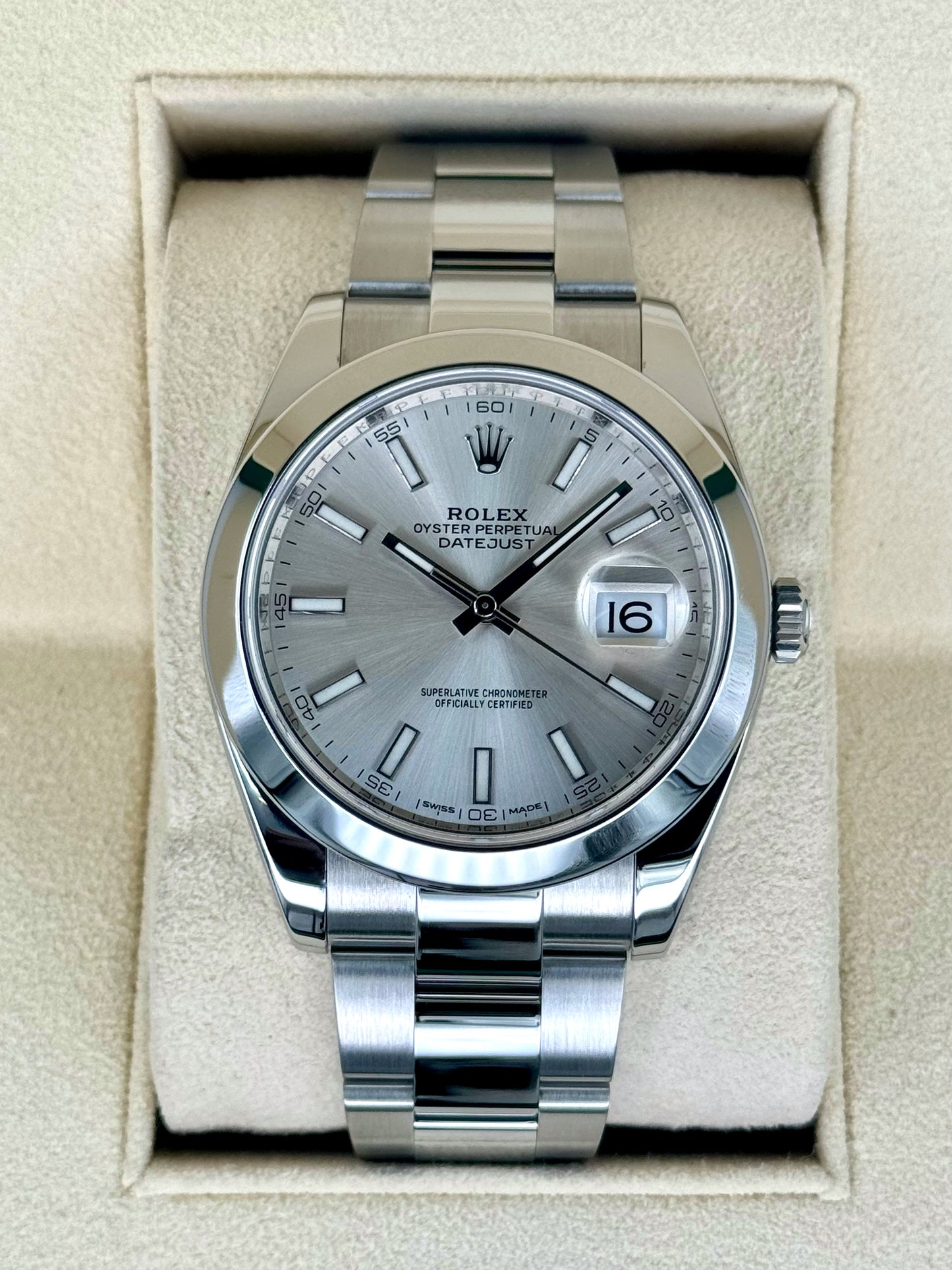 2018 Rolex Datejust 41mm 126300 Stainless Steel Oyster Silver Dial