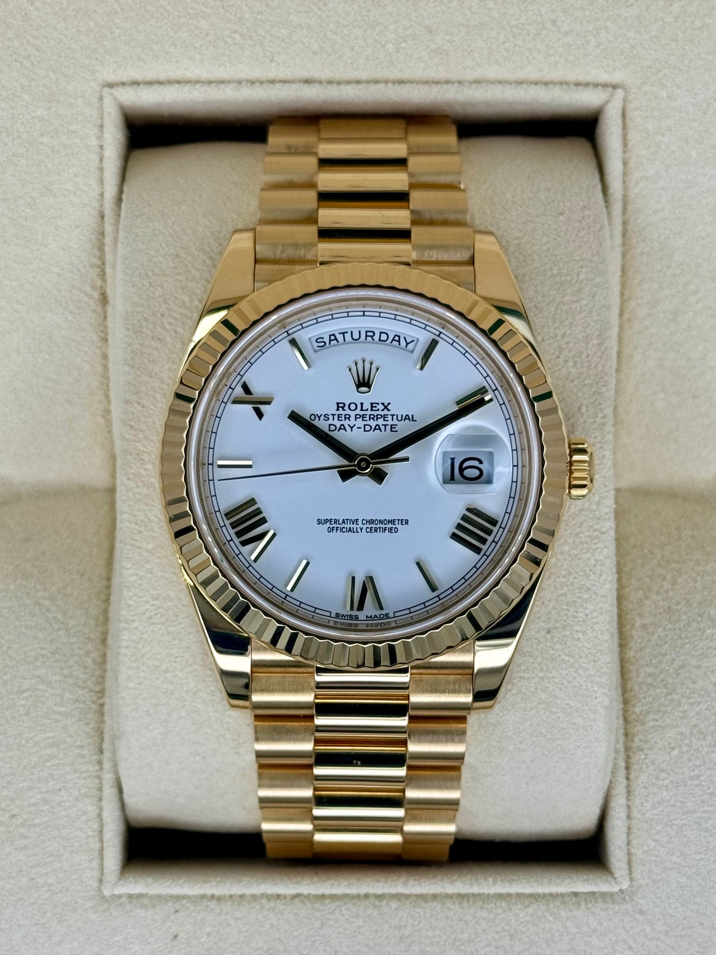 2019 Rolex Day-Date 40mm 228238 Presidential White Dial