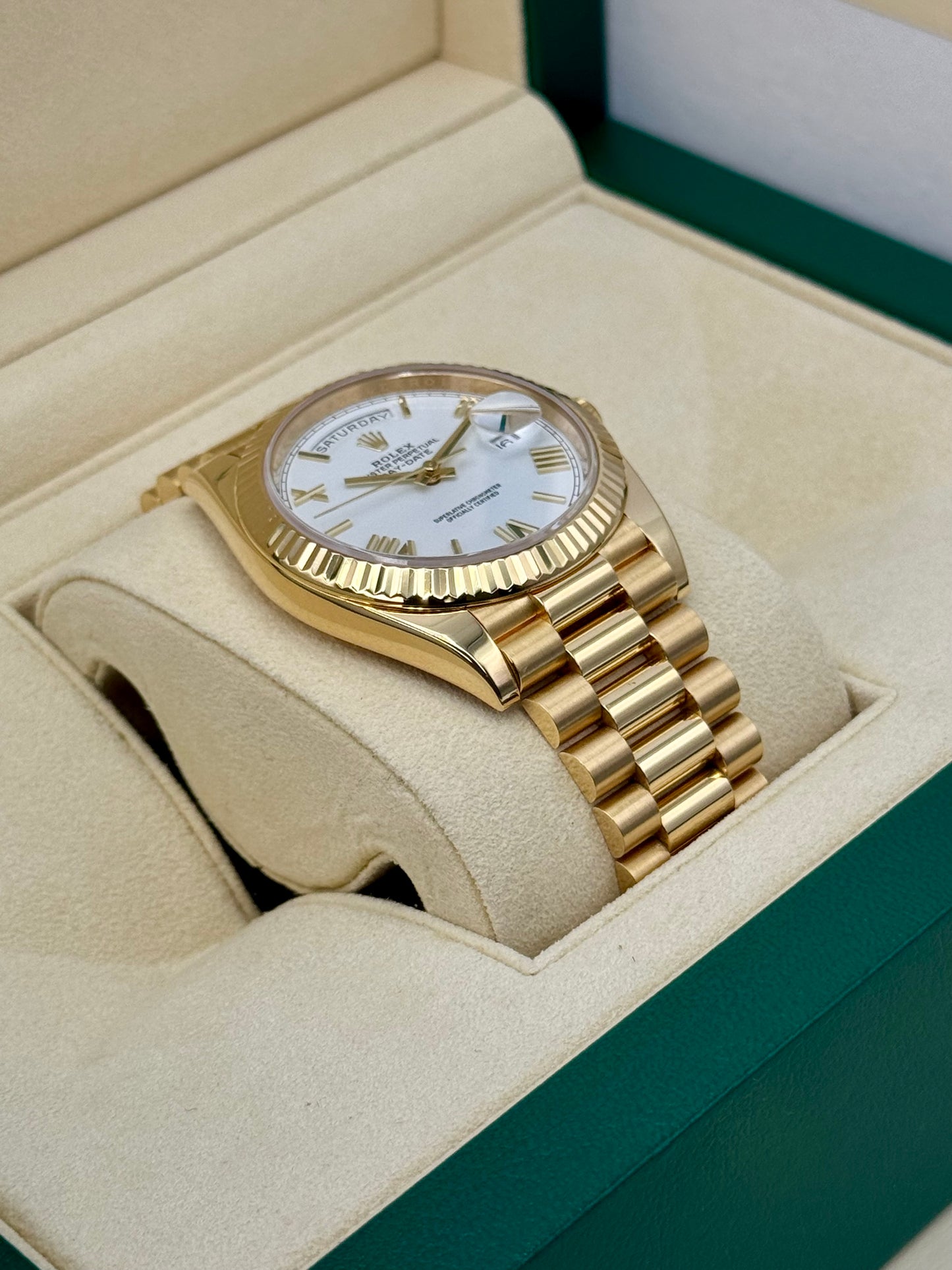 2019 Rolex Day-Date 40mm 228238 Presidential White Dial