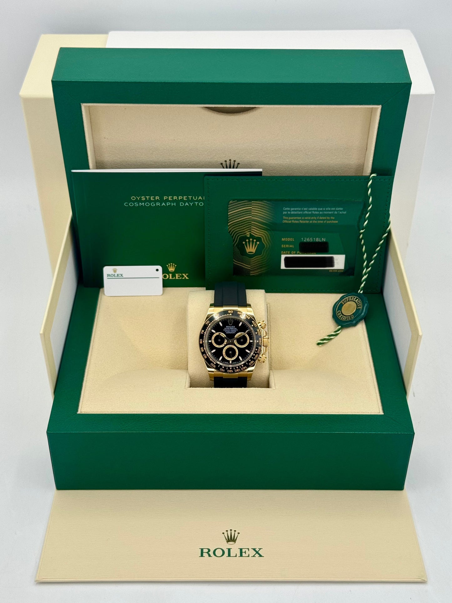 NEW 2024 Rolex Daytona 40mm 126518LN Yellow Gold Oysterflex Black Dial