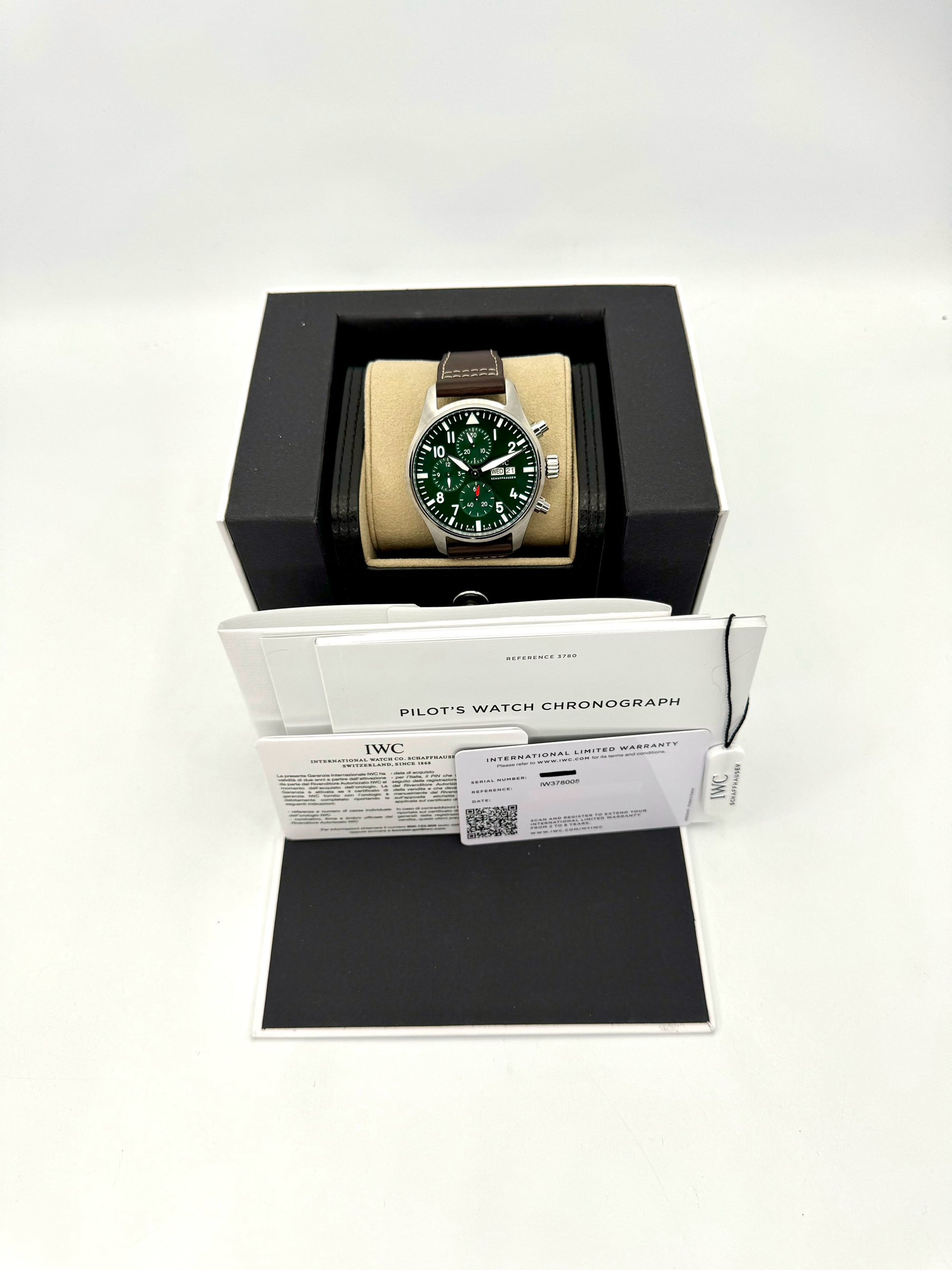 2023 IWC Pilot's Watch Chronograph 43mm IW378005 Steel Green Dial - MyWatchLLC