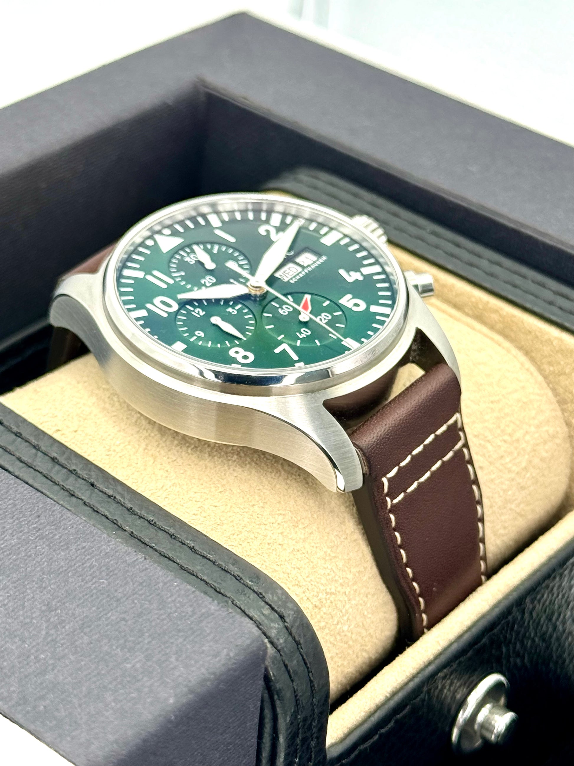 2023 IWC Pilot's Watch Chronograph 43mm IW378005 Steel Green Dial - MyWatchLLC