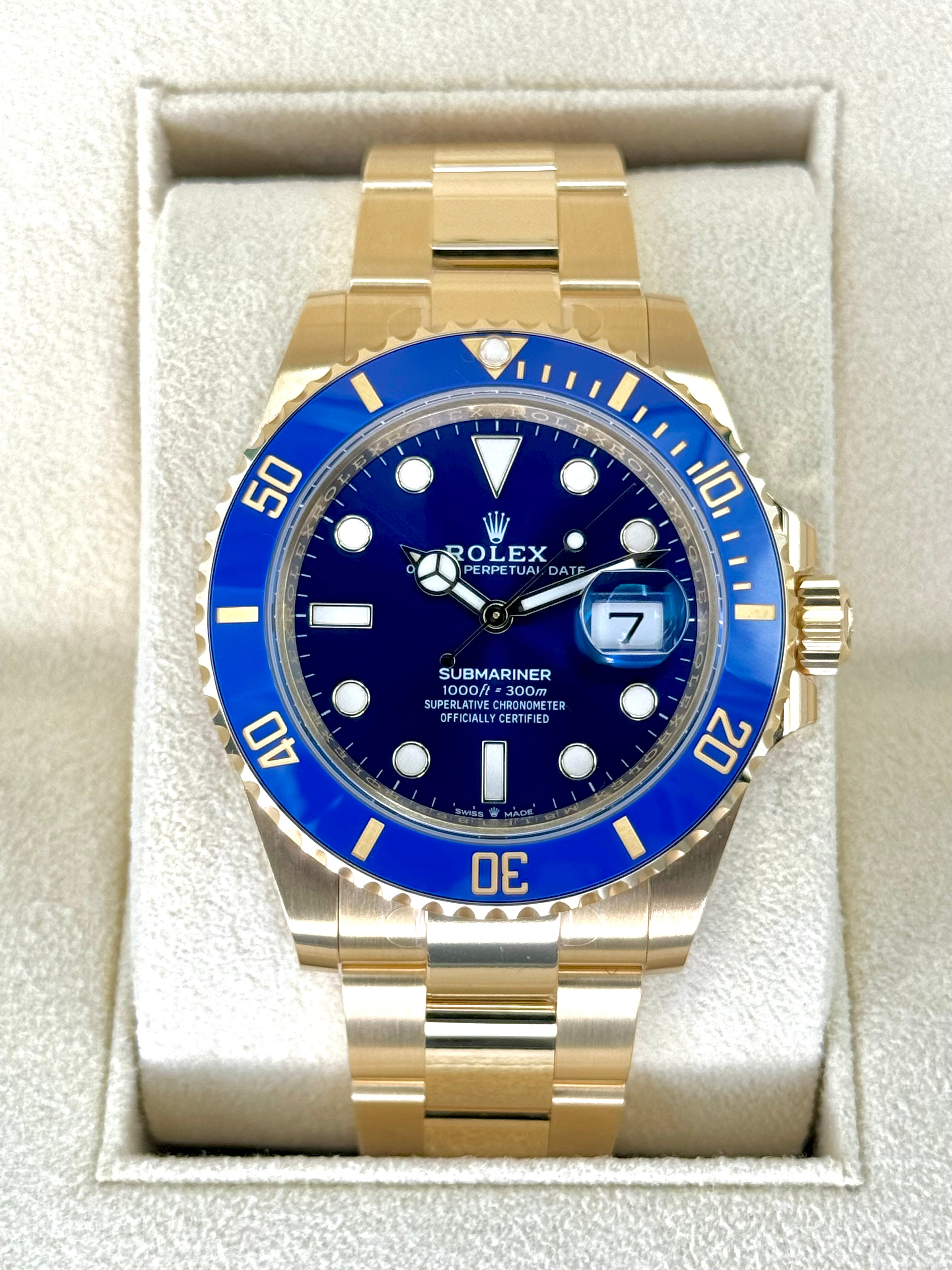 NEW 2024 Rolex Submariner Bluesy 41mm 126618LB Yellow Gold Blue Dial MyWatchLLC