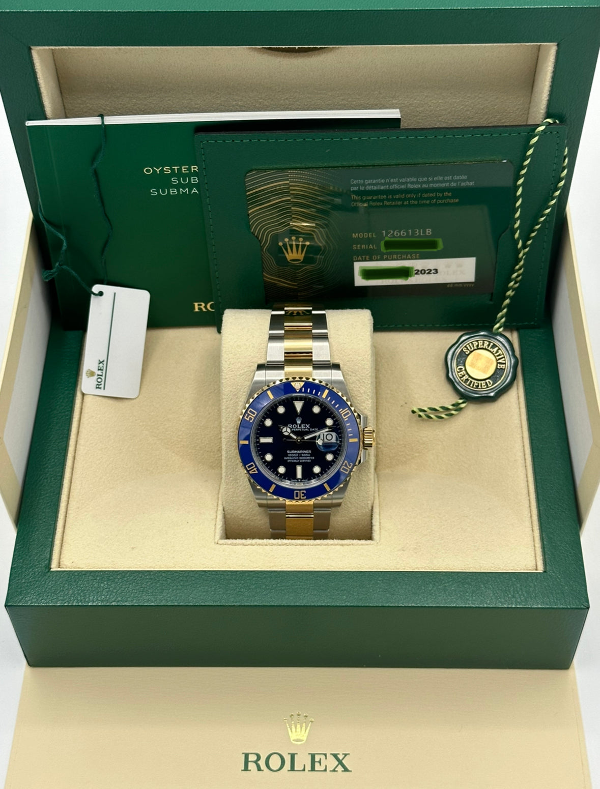 Rolex Submariner Date 41mm Blue Dial Two Tone 126613LB Unworn 2023