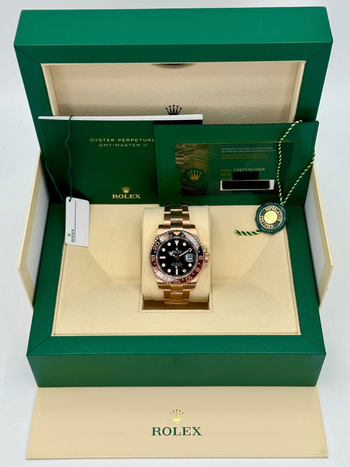 NEW 2023 Rolex GMT-Master II "Rootbeer" 40mm 126715CHNR Rose Gold