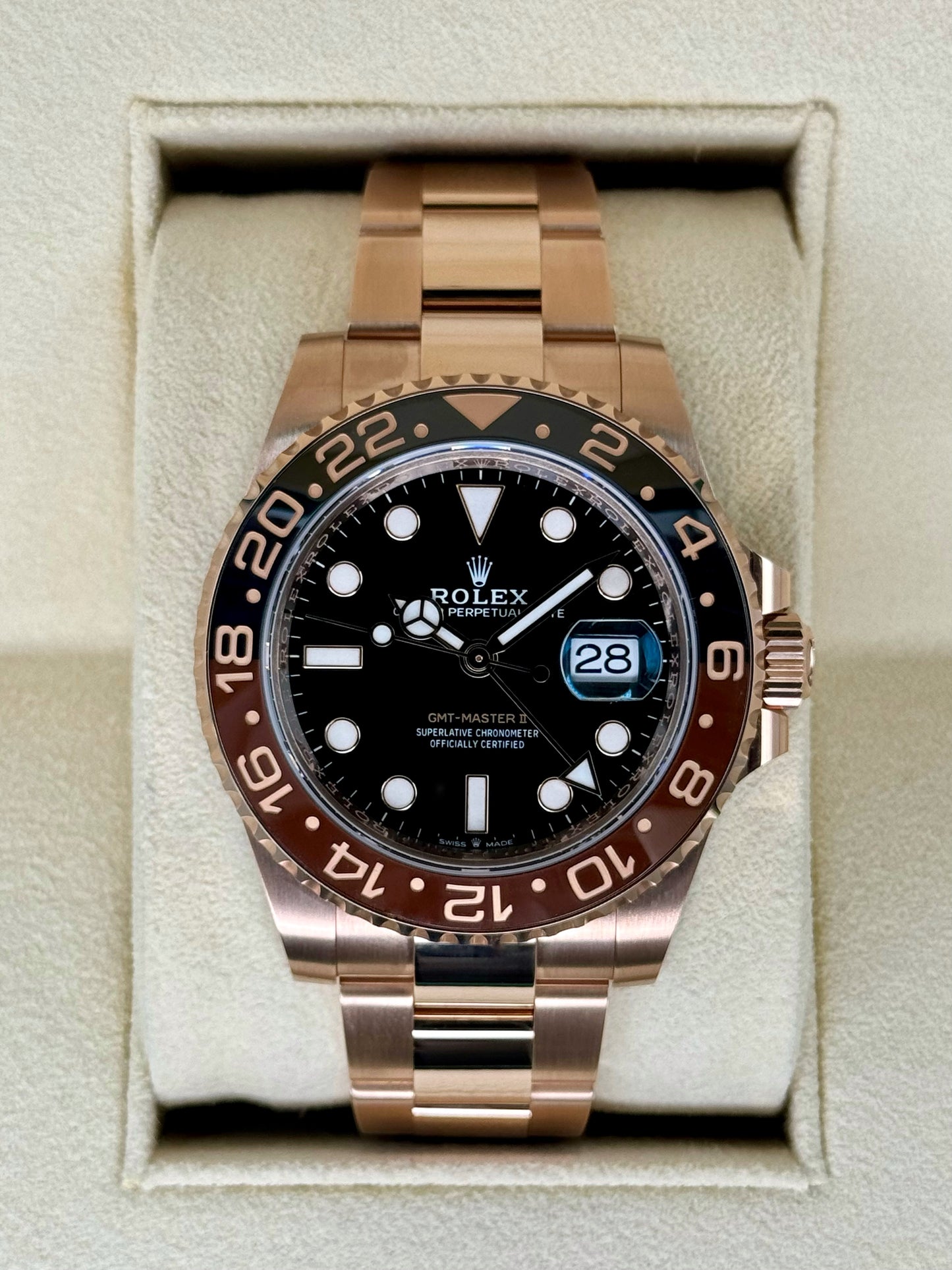 NEW 2023 Rolex GMT-Master II "Rootbeer" 40mm 126715CHNR Rose Gold