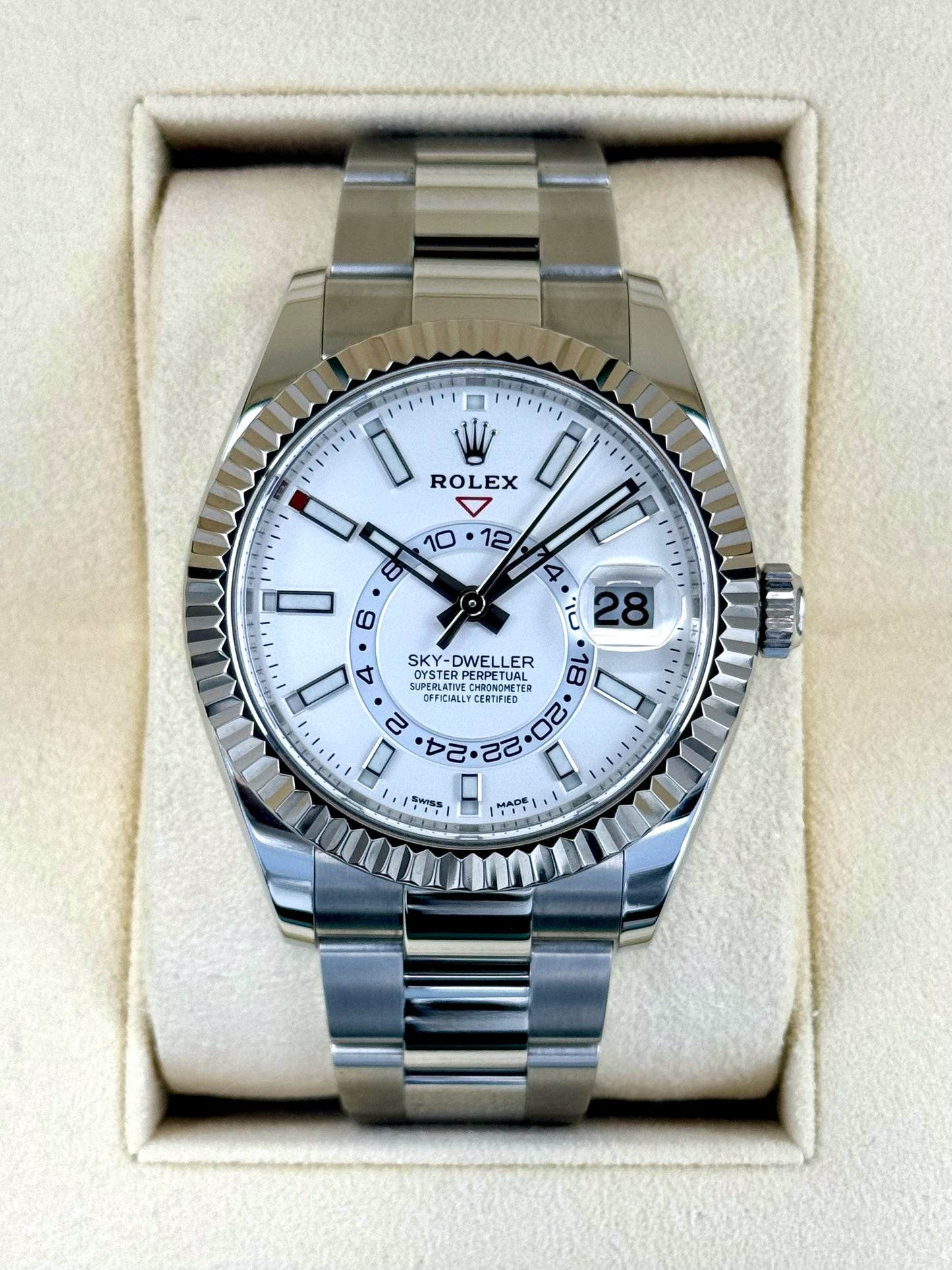 2023 Rolex Sky-Dweller 42mm 326934 Stainless Steel Oyster White Dial