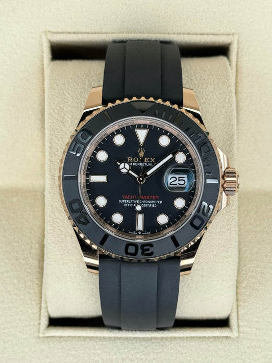 2024 Rolex Yacht-Master 40mm 126655 Rose Gold Oysterflex Black Dial