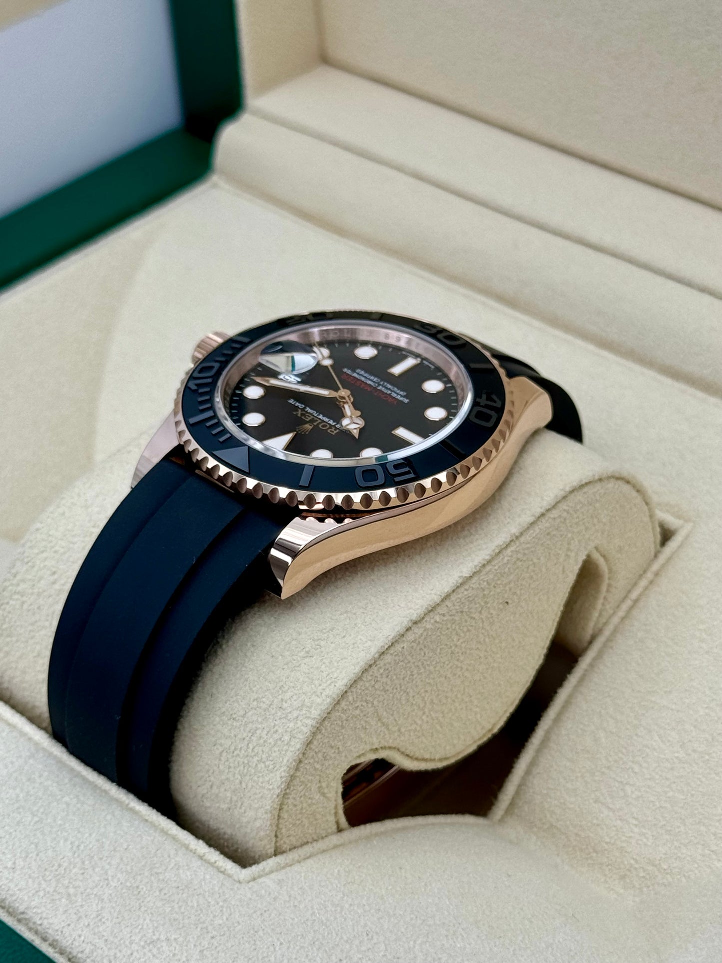 2024 Rolex Yacht-Master 40mm 126655 Rose Gold Oysterflex Black Dial