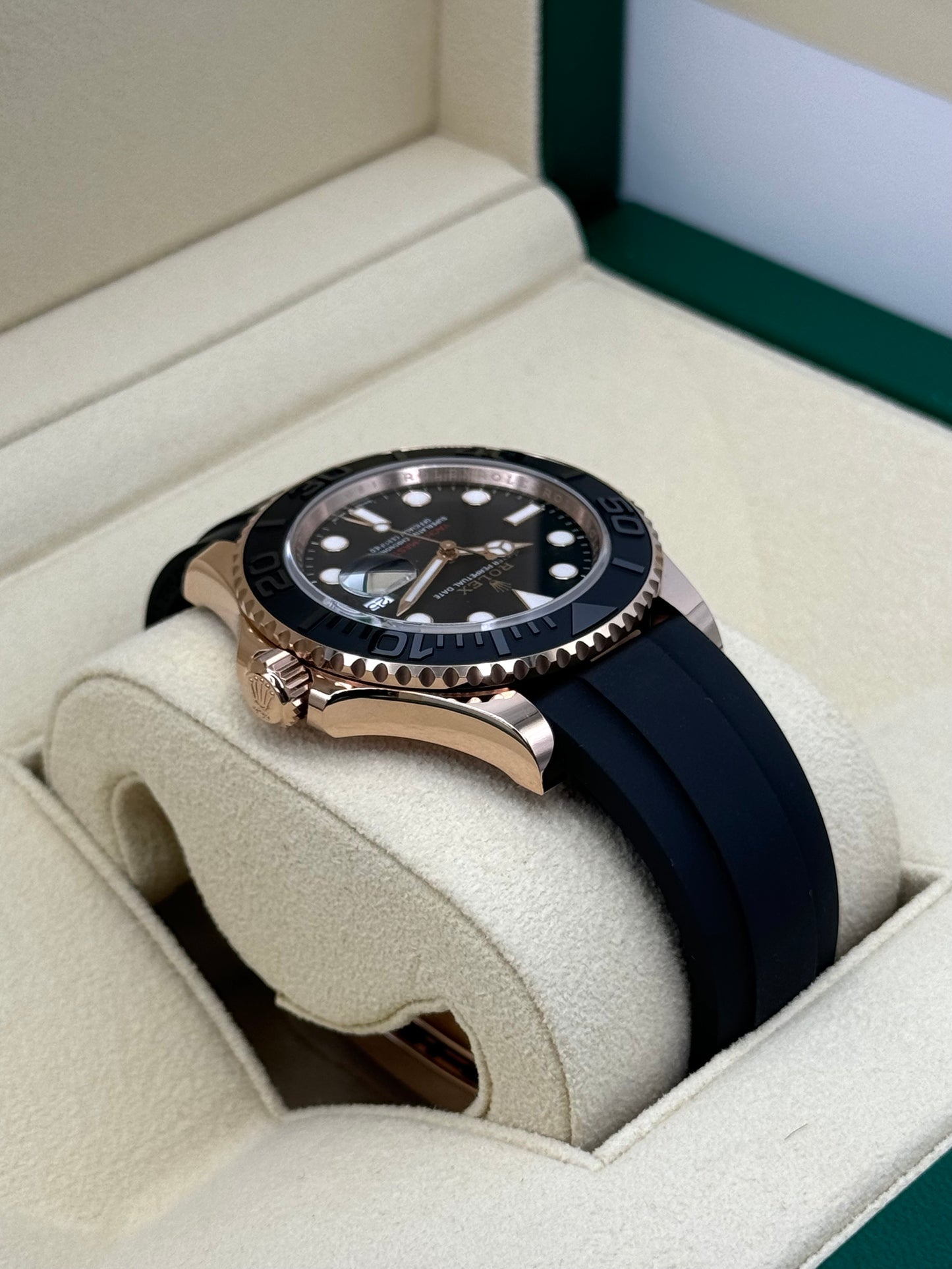 2024 Rolex Yacht-Master 40mm 126655 Rose Gold Oysterflex Black Dial