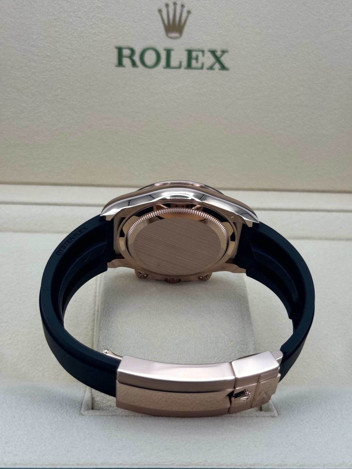 NEW 2024 Rolex Daytona 40mm 126515LN Rose Gold Oysterflex Black Dial Dial