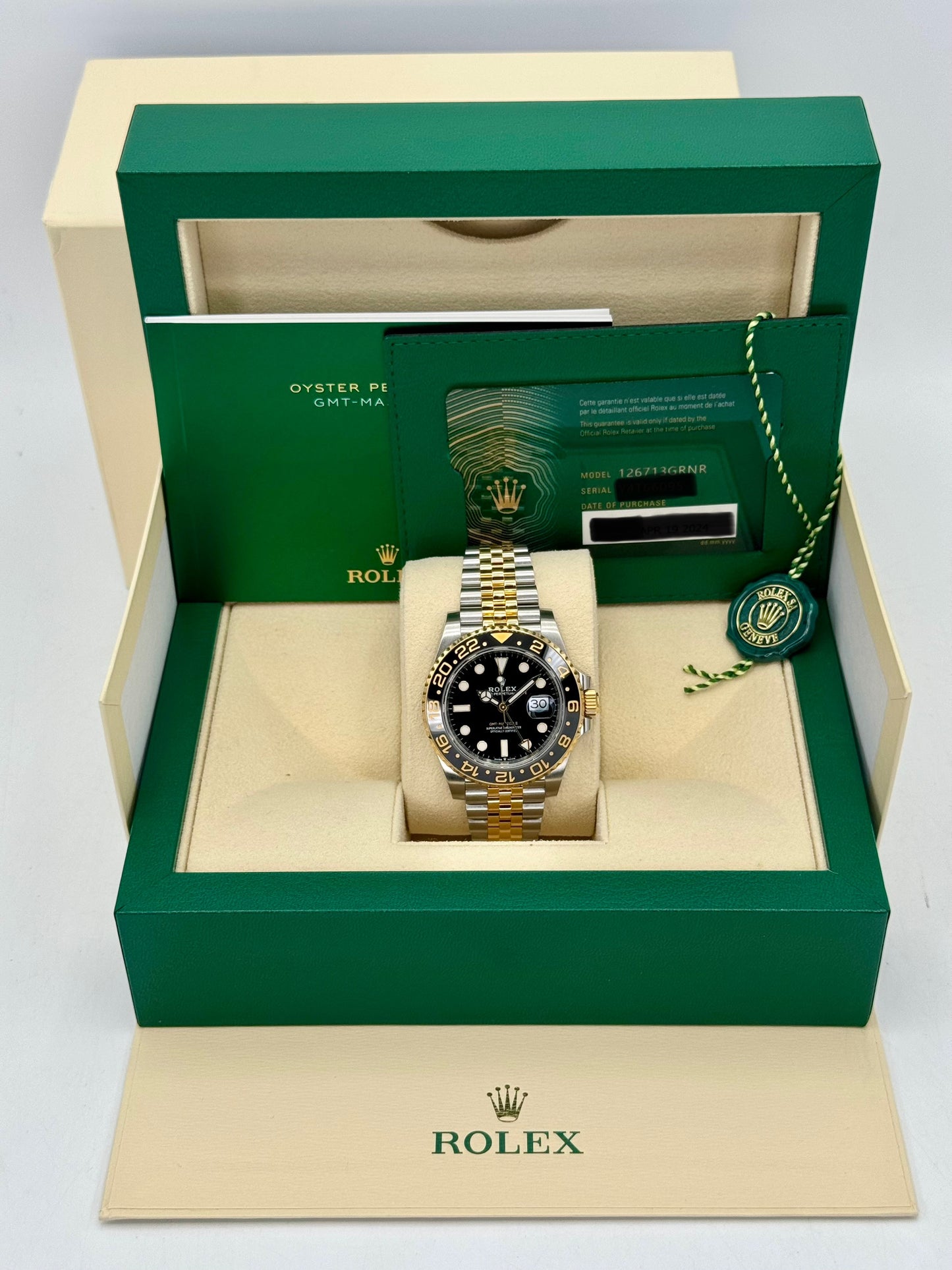 2024 Rolex GMT-Master II 40mm 126713GRNR Two-Tone Jubilee Black Dial