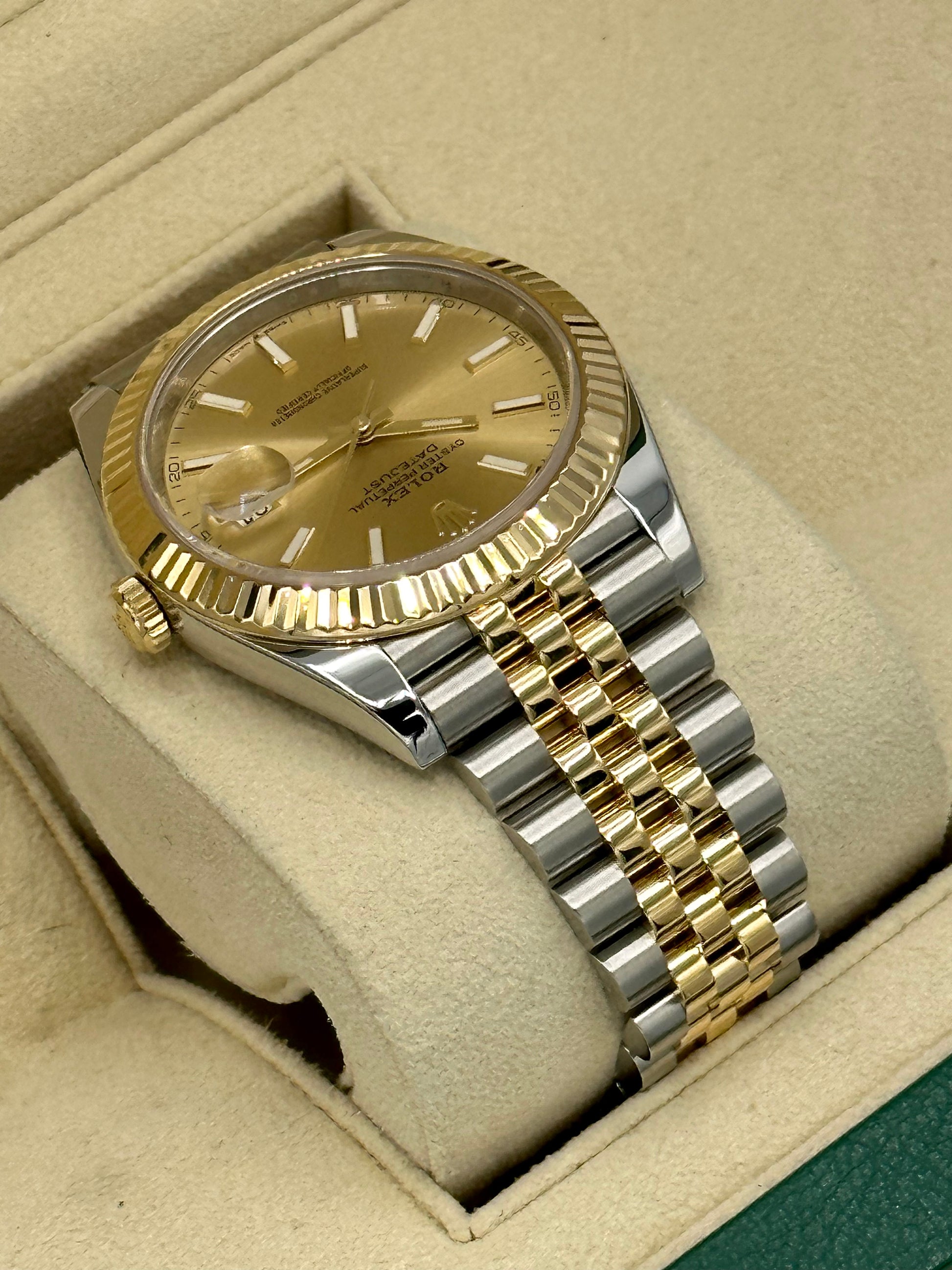 2021 Rolex Datejust 41mm 126333 Two-Tone Jubilee Champagne Stick Dial - MyWatchLLC