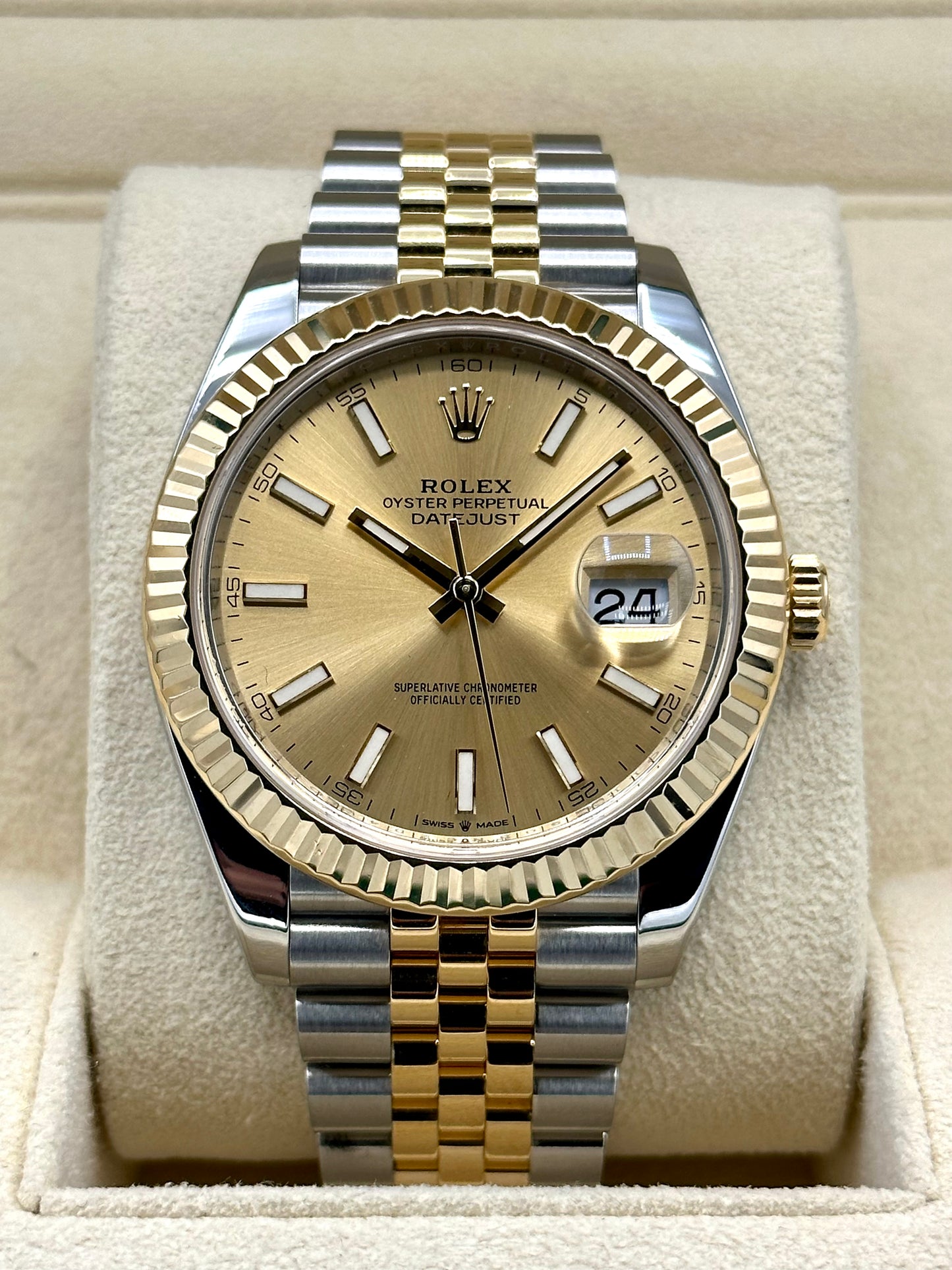 2021 Rolex Datejust 41mm 126333 Two-Tone Jubilee Champagne Stick Dial - MyWatchLLC