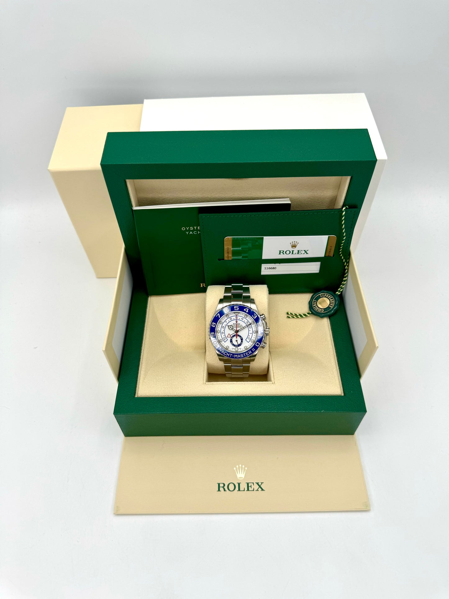 2019 Rolex Yacht-Master II 44mm 116680 Stainless Steel White Dial - MyWatchLLC