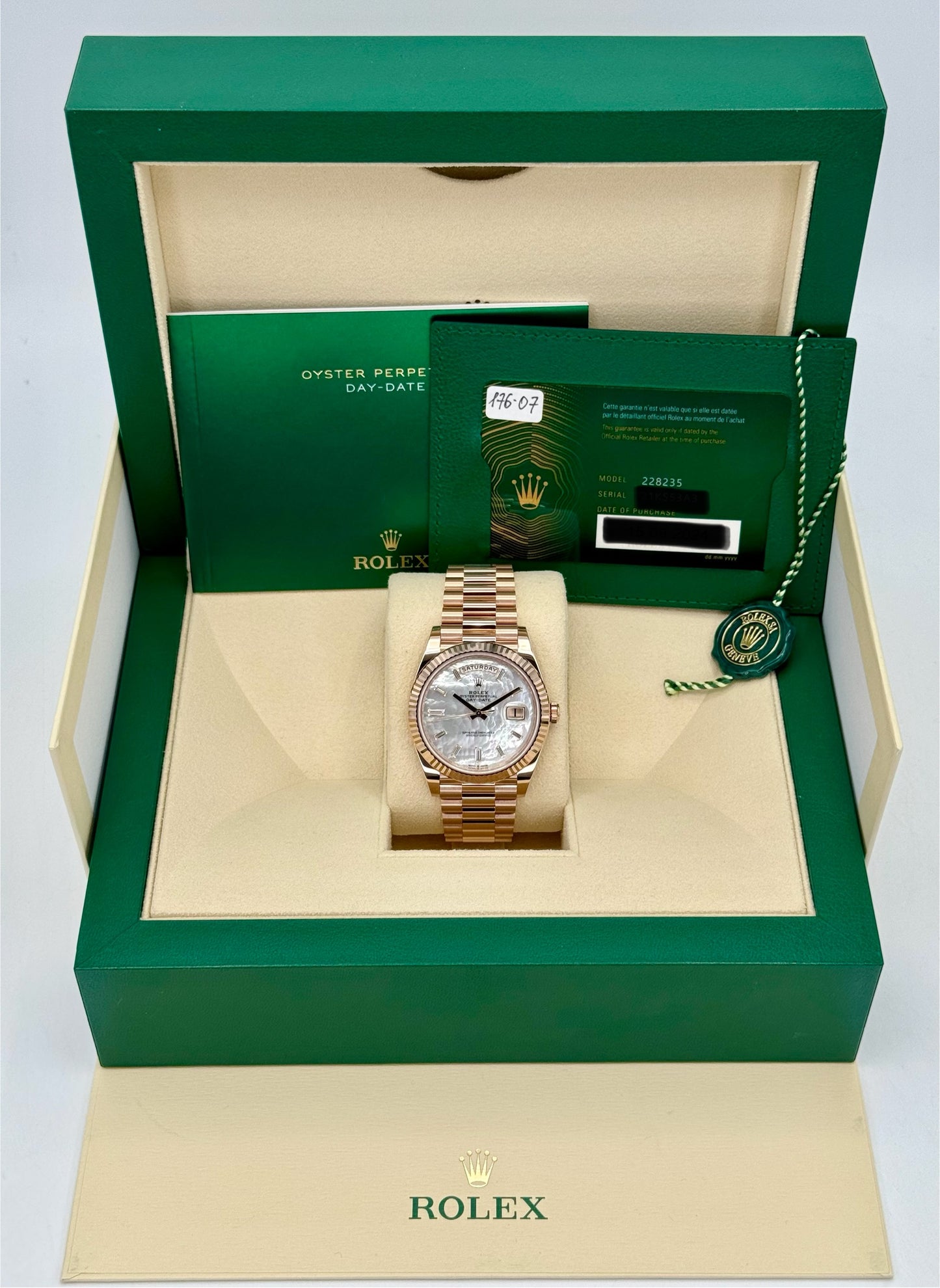 NEW 2024 Rolex Day-Date 40mm 228235 Rose Gold MOP Diamond Dial