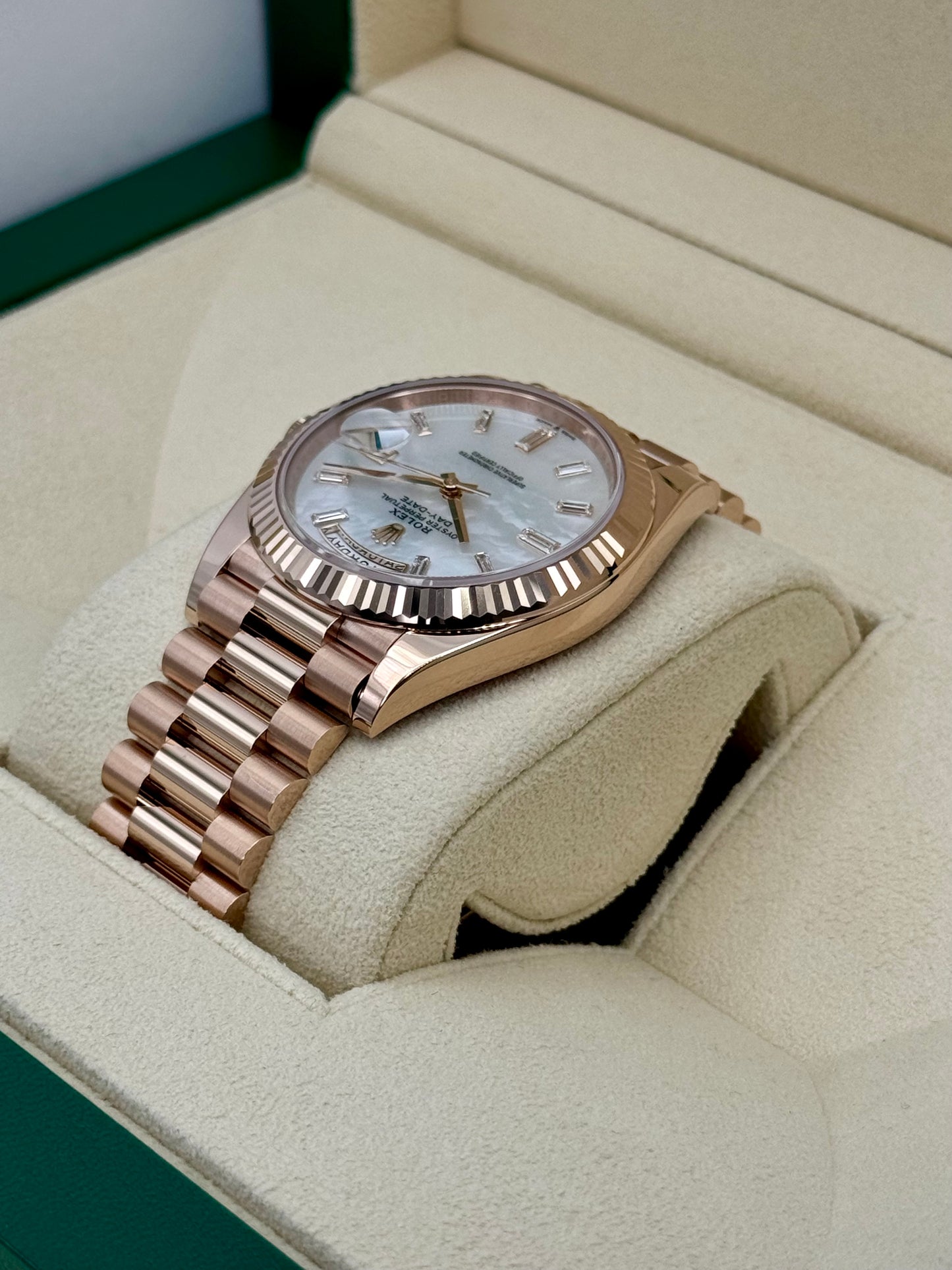 NEW 2024 Rolex Day-Date 40mm 228235 Rose Gold MOP Diamond Dial