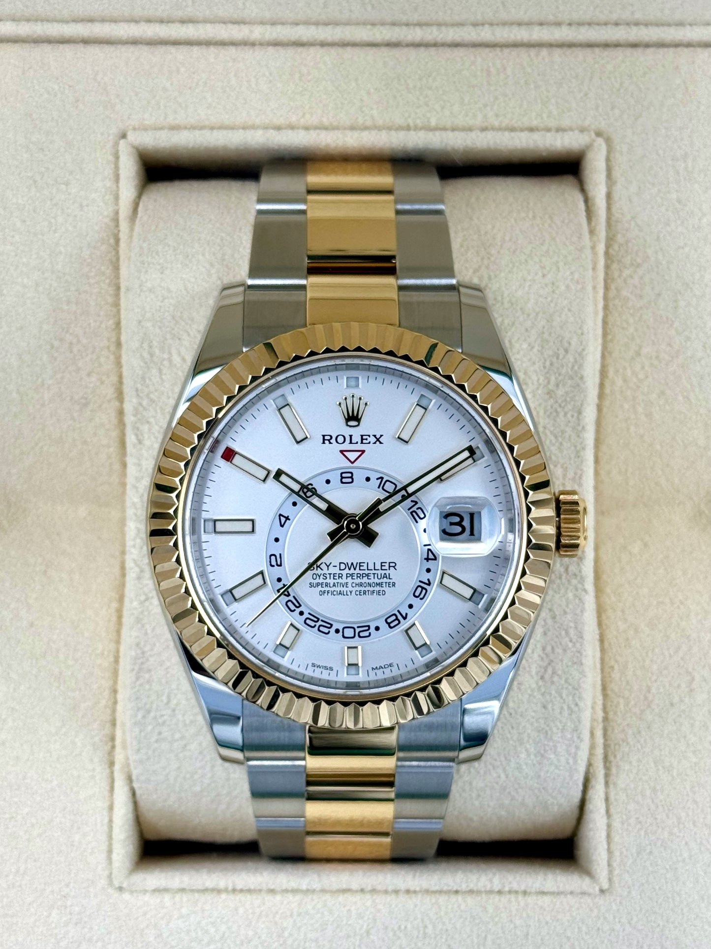 2019 Rolex Sky-Dweller 42mm 326933 Two-Tone Oyster White Dial