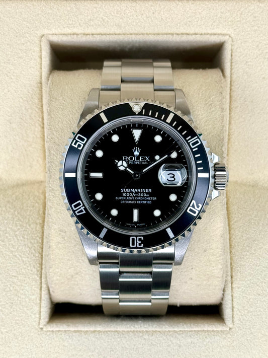 2002 Rolex Submariner Date 40mm 16610 Stainless Steel Black Dial