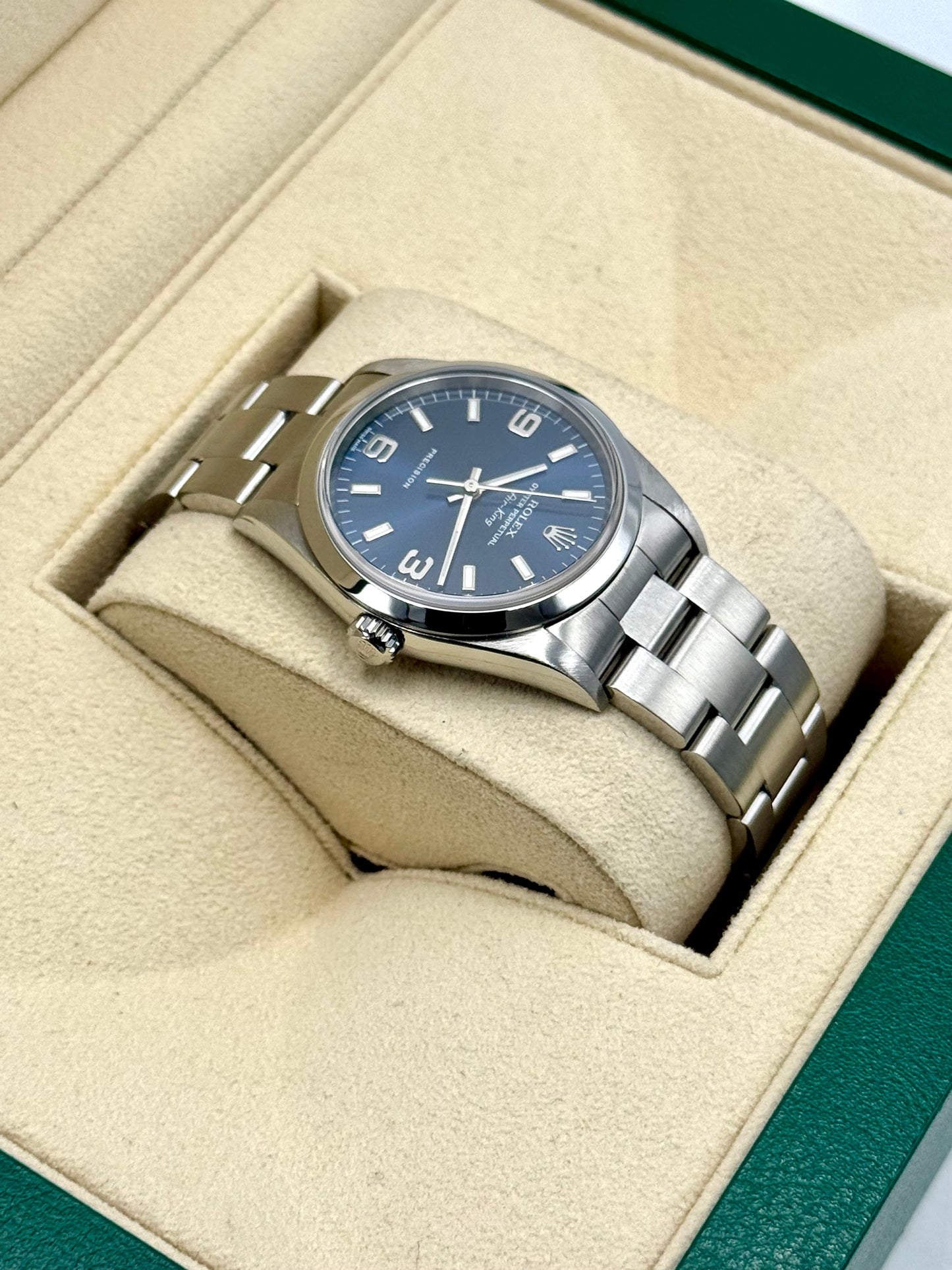 2008 Rolex Air-King 34mm 14000 Stainless Steel Blue Dial