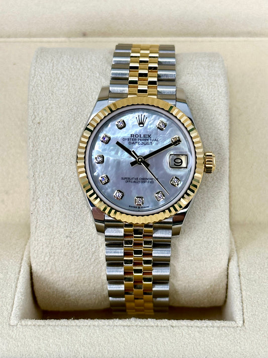 2023 Roles Datejust 31mm Two-Tone Jubilee Mother of Pearl Diamond Dial - MyWatchLLC