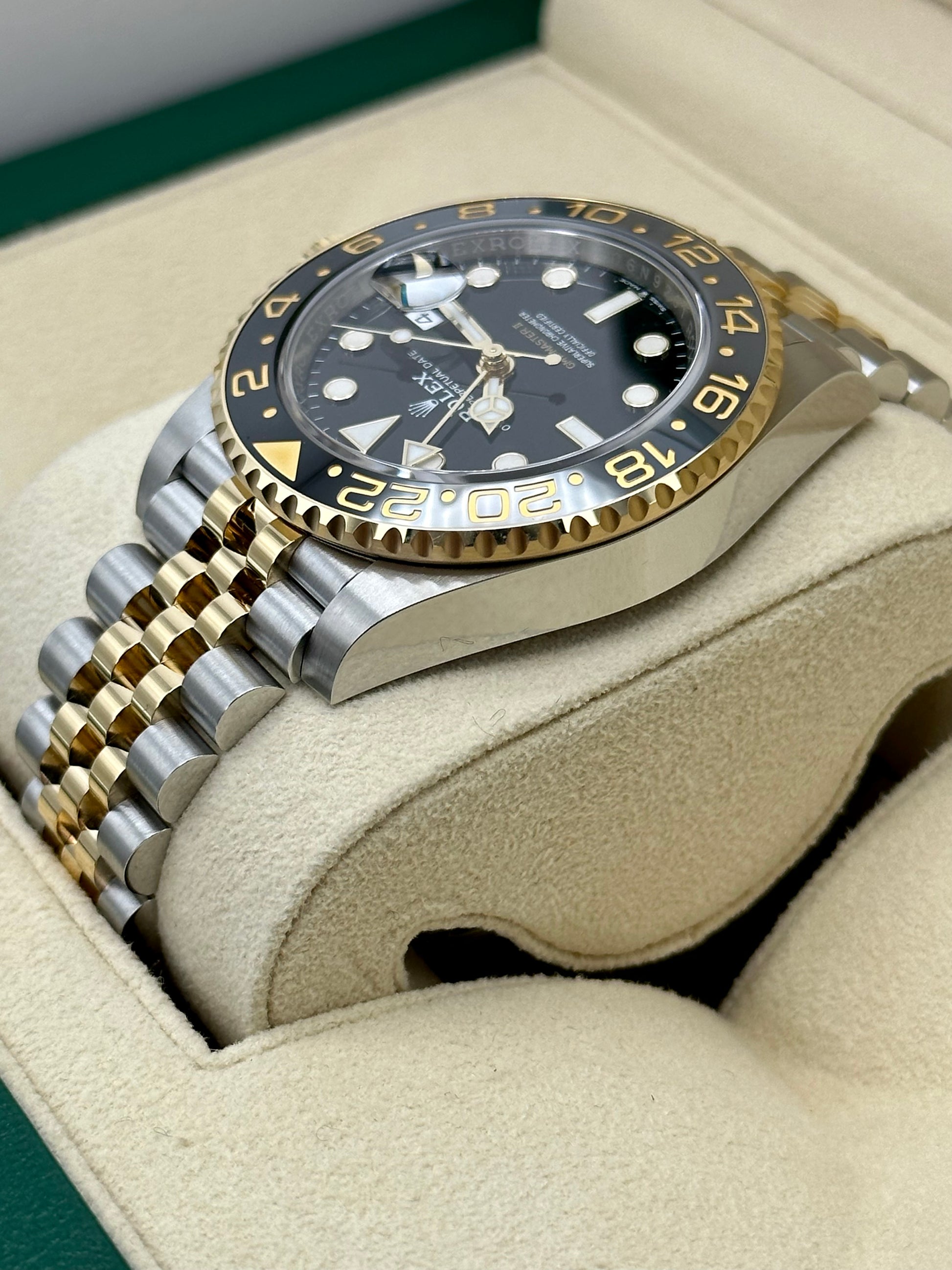 NEW 2023 Rolex GMT-Master II 40mm 126713GRNR Two-Tone Jubilee Black Dial - MyWatchLLC