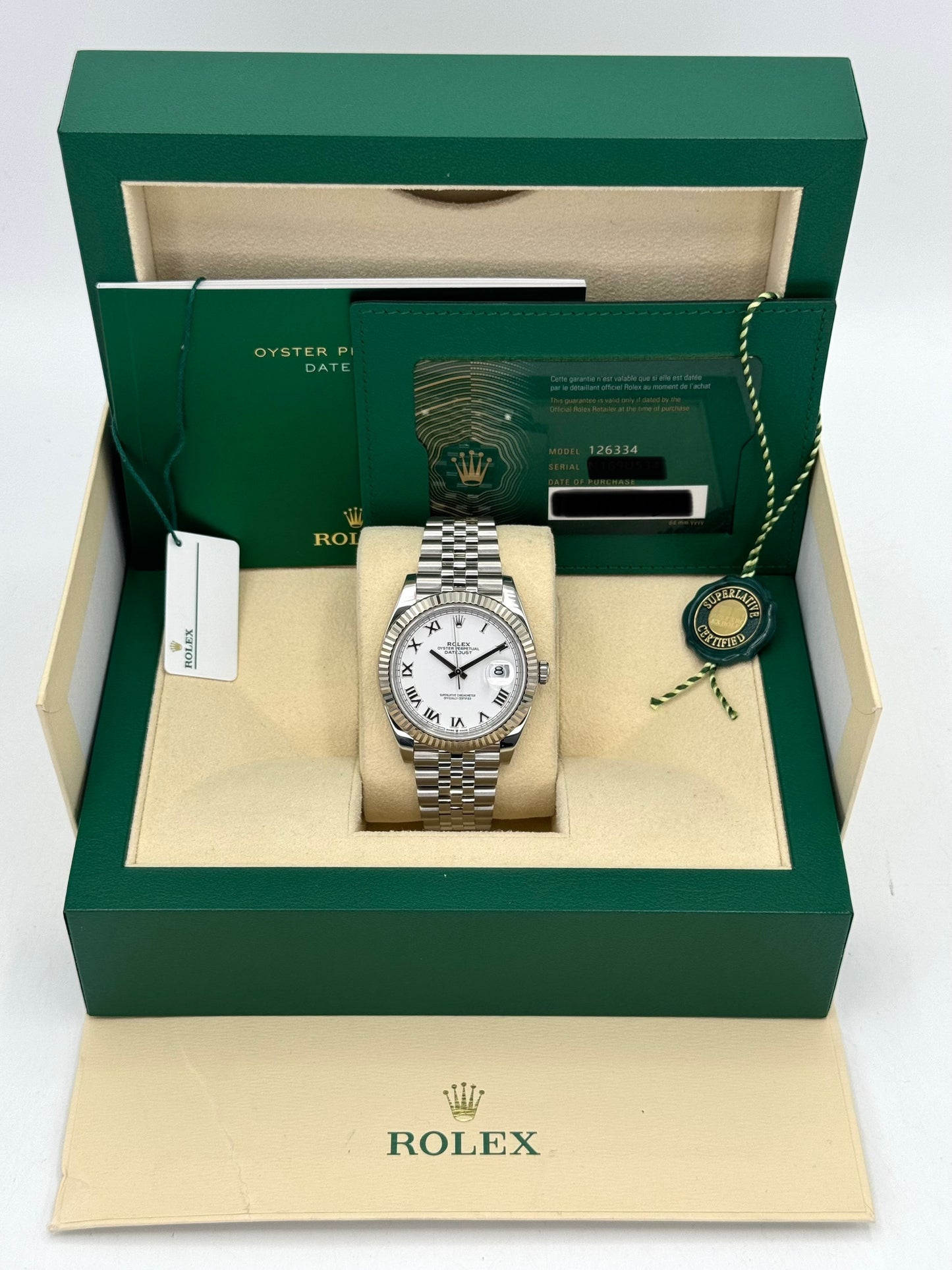 2021 Rolex Datejust 41mm 126334 Stainless Steel Jubilee White Dial