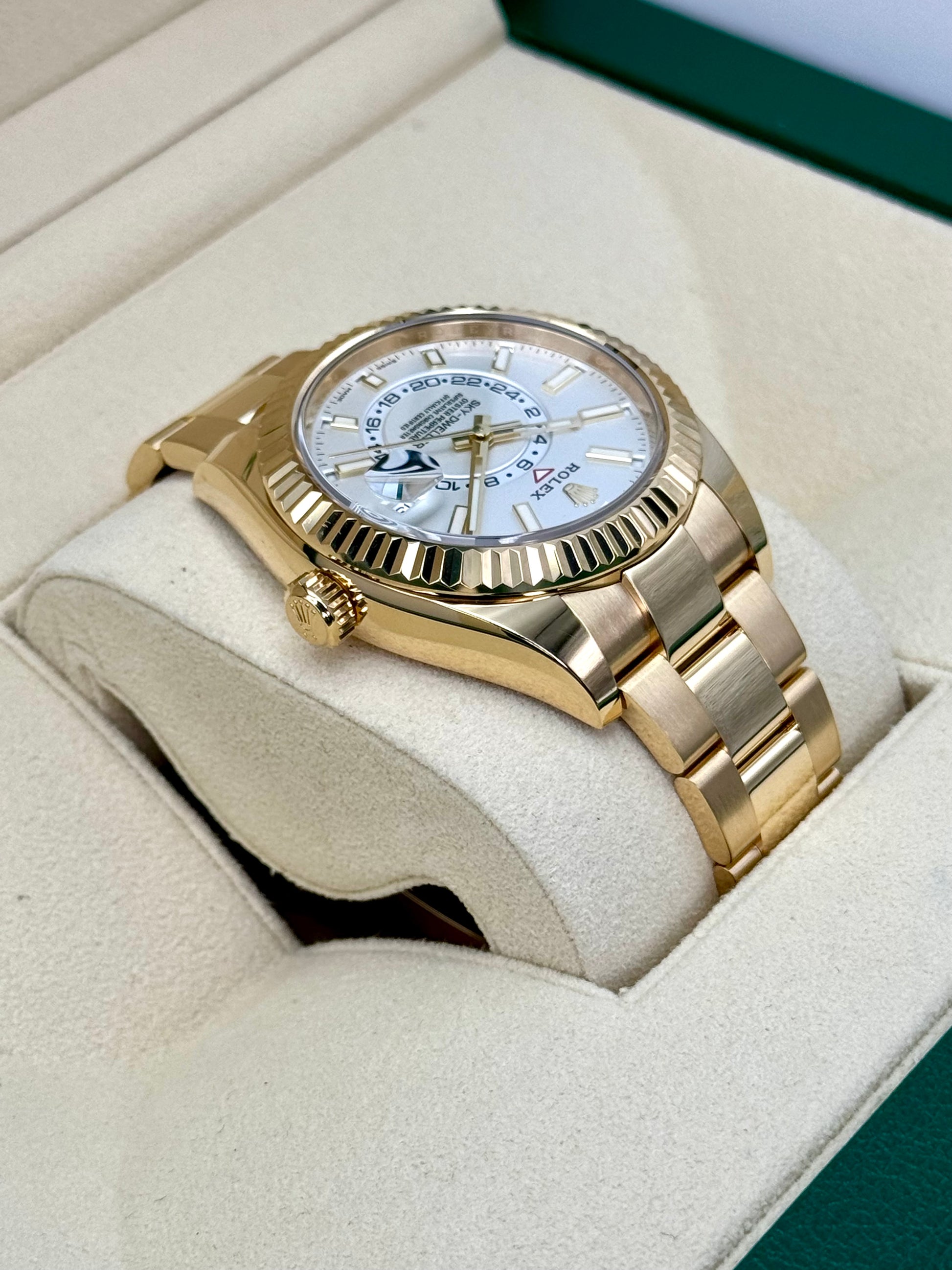 2022 Rolex Sky-Dweller 42mm 326938 Yellow Gold White Dial - MyWatchLLC