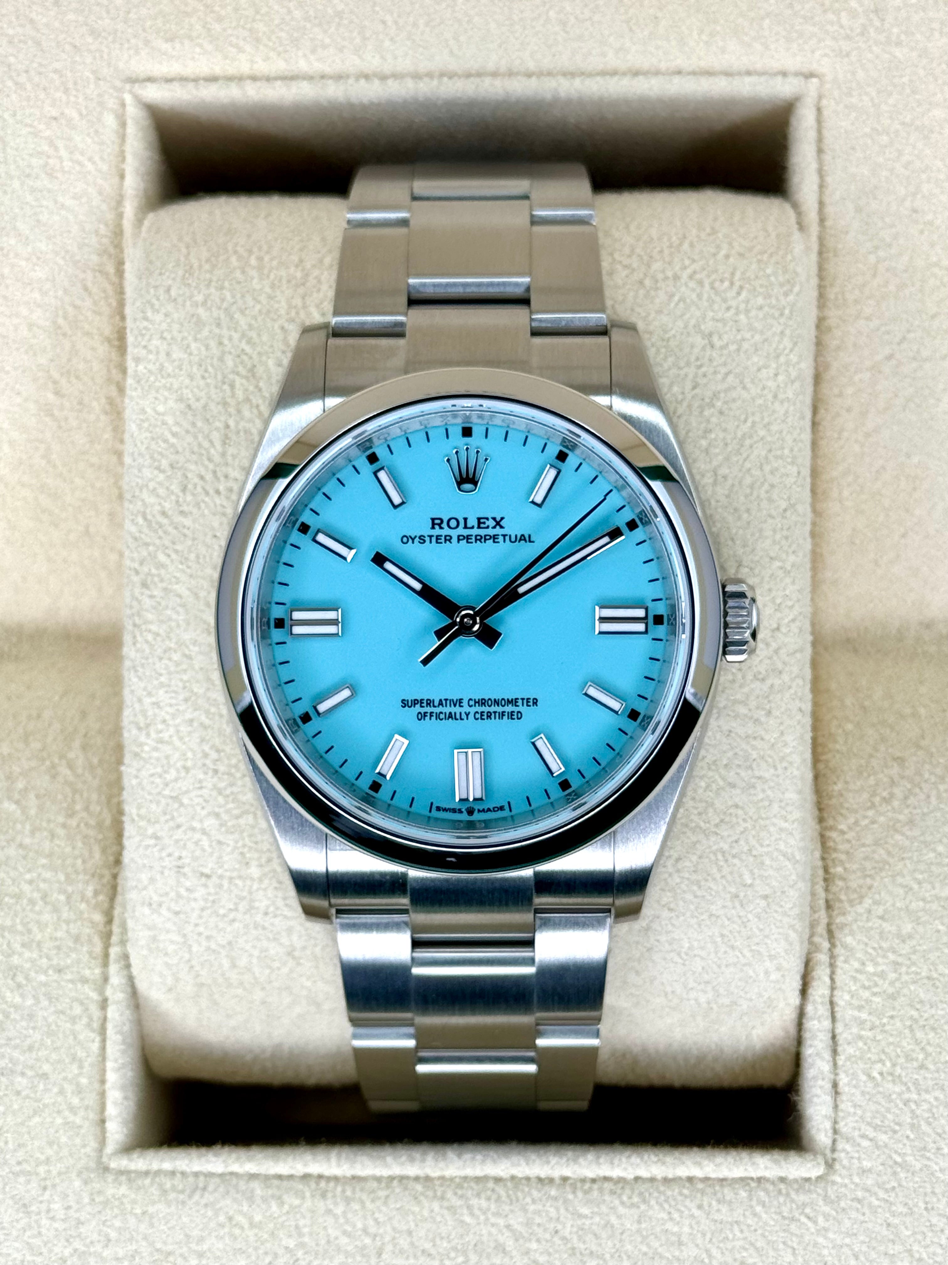 Rolex oyster perpetual 36 tiffany blue sale