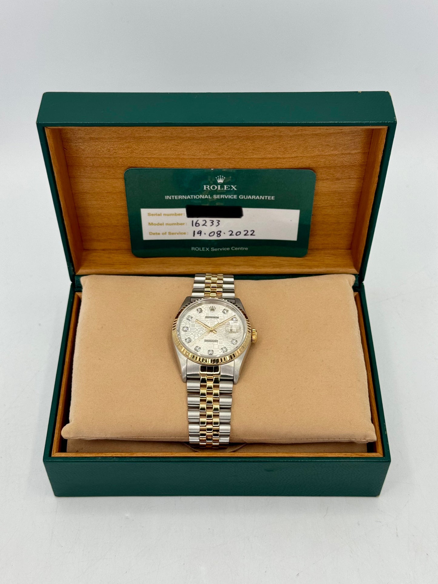 1992 Rolex Datejust 36mm 16233 Two-Tone 10 Diamond Anniversary Dial