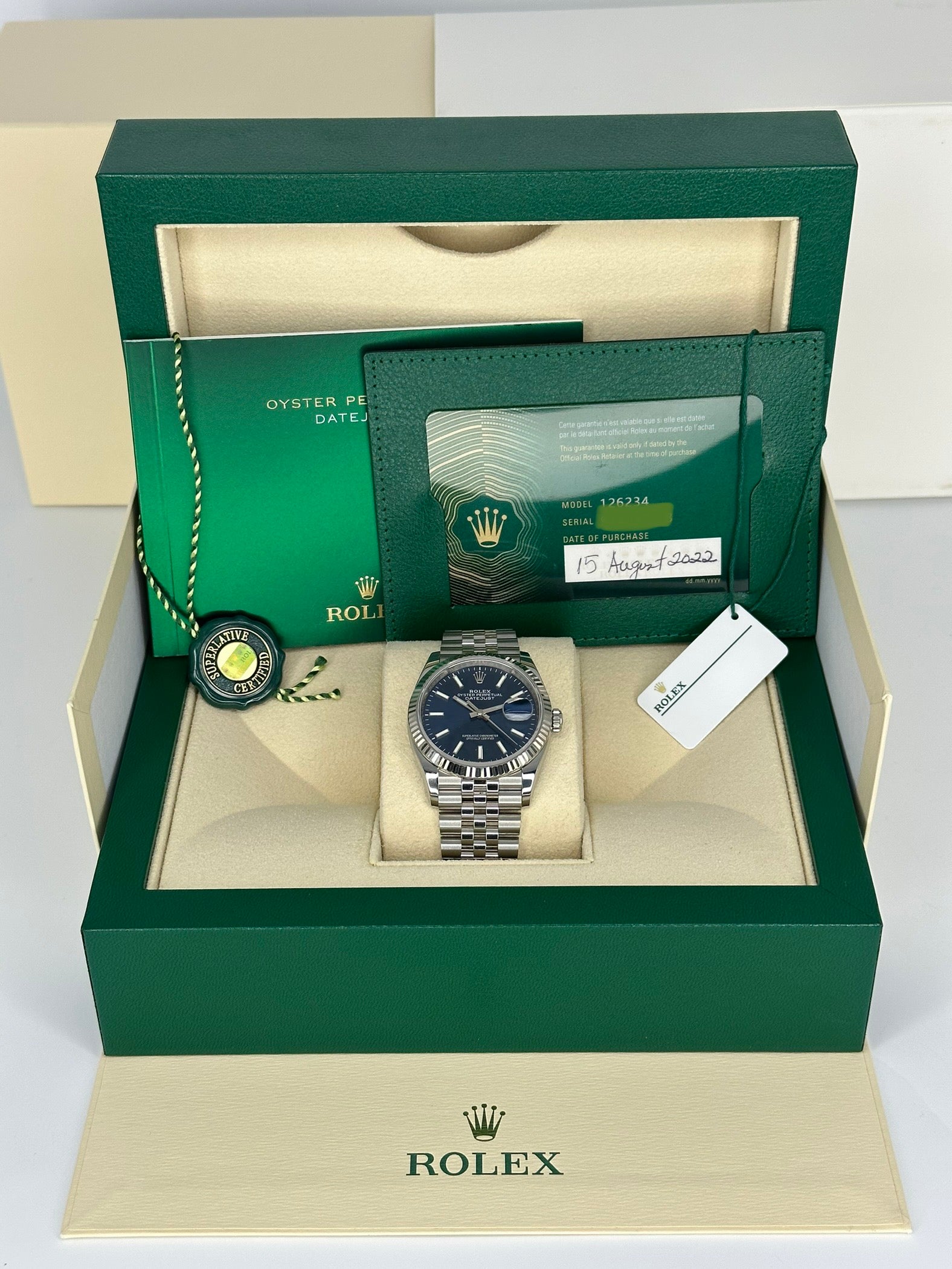 2022 Rolex Datejust 36mm 126234 Jubilee Blue Dial - MyWatchLLC
